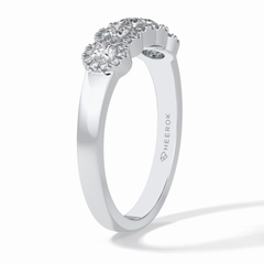Floral Sparkle 0.60 Carat Round VS1 Lab-Grown Wedding Band in 18K White Gold