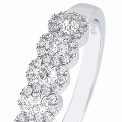 Floral Sparkle 0.60 Carat Round VS1 Lab-Grown Wedding Band in 18K White Gold