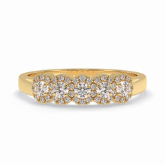Floral Sparkle 0.60 Carat Round VS1 Lab-Grown Wedding Band in 18K Yellow Gold  