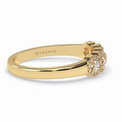Floral Sparkle 0.60 Carat Round VS1 Lab-Grown Wedding Band in 18K Yellow Gold