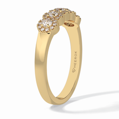 Floral Sparkle 0.60 Carat Round VS1 Lab-Grown Wedding Band in 18K Yellow Gold