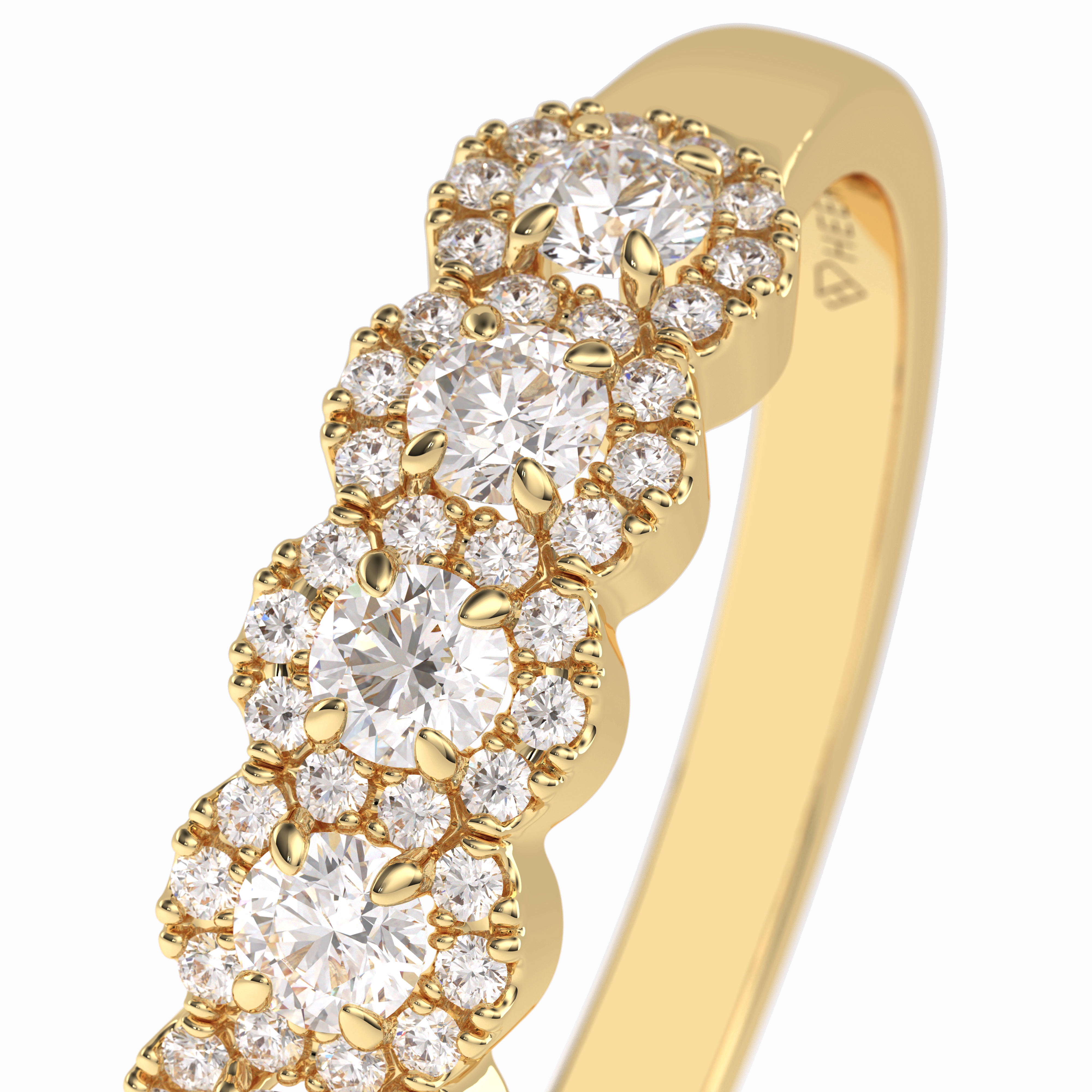Floral Sparkle 0.60 Carat Round VS1 Lab-Grown Wedding Band in 18K Yellow Gold