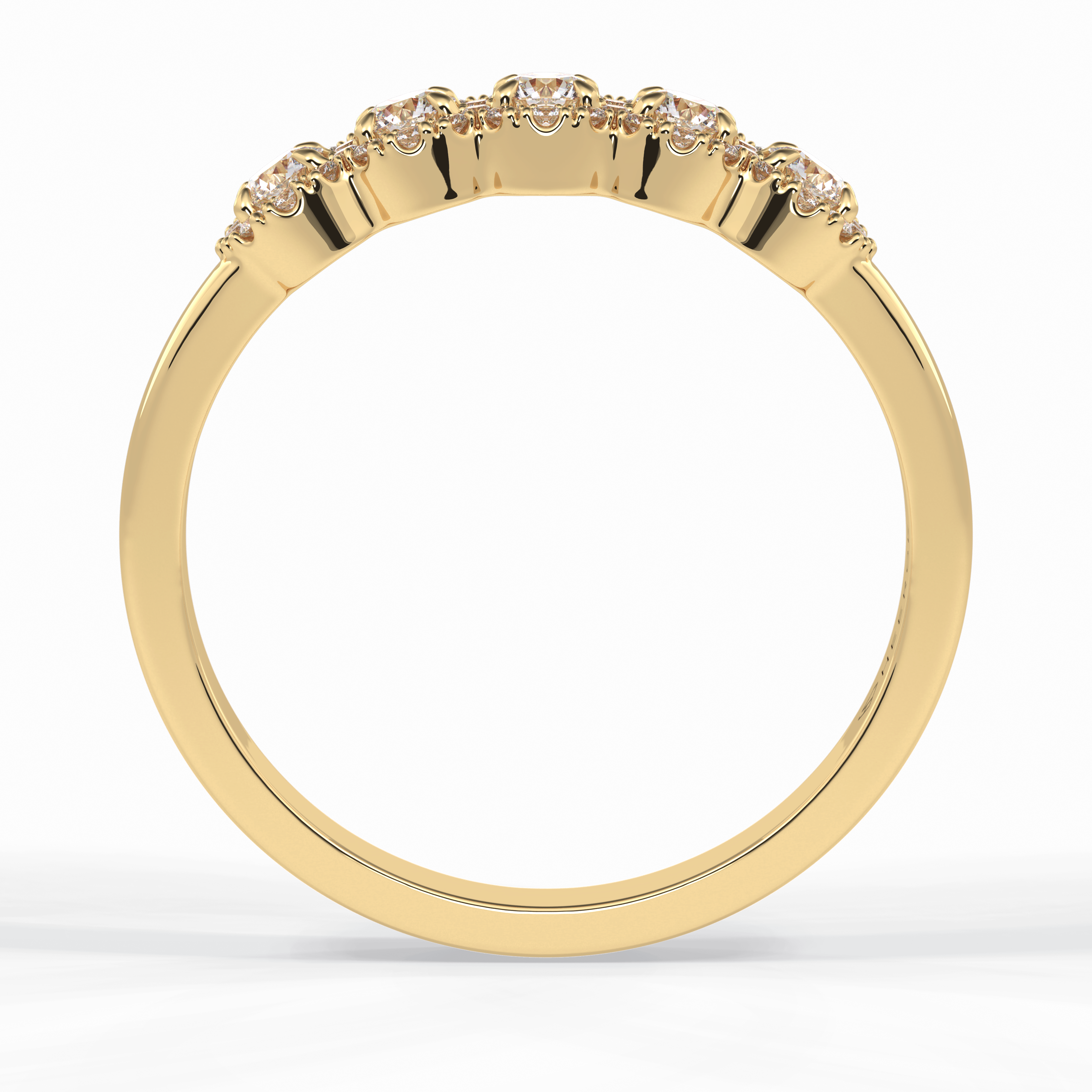 Floral Sparkle 0.60 Carat Round VS1 Lab-Grown Wedding Band in 18K Yellow Gold