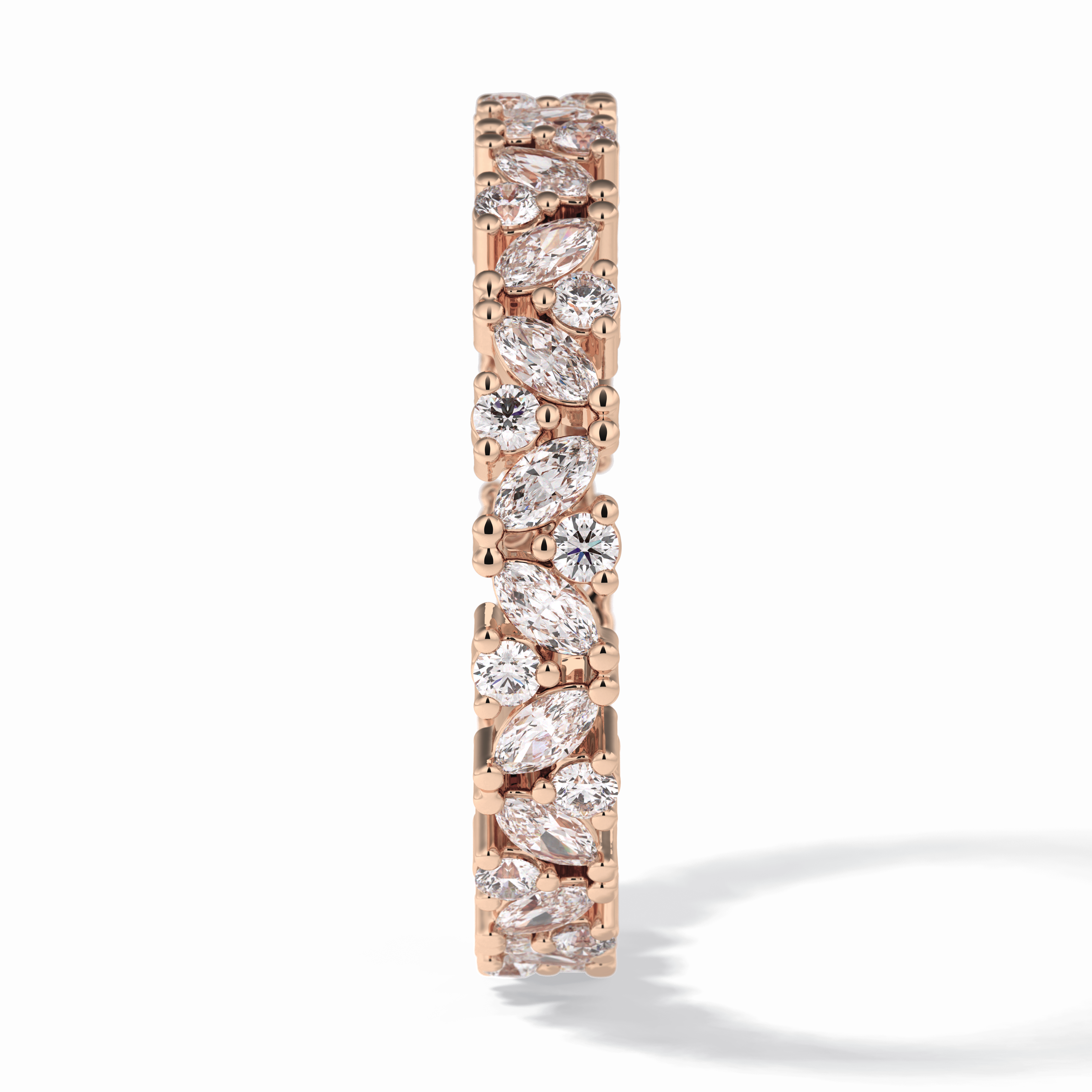 Floral Tiara 0.49 Carat Marquise VVS1 Lab-Grown Eternity Wedding Band in 18K Rose Gold  