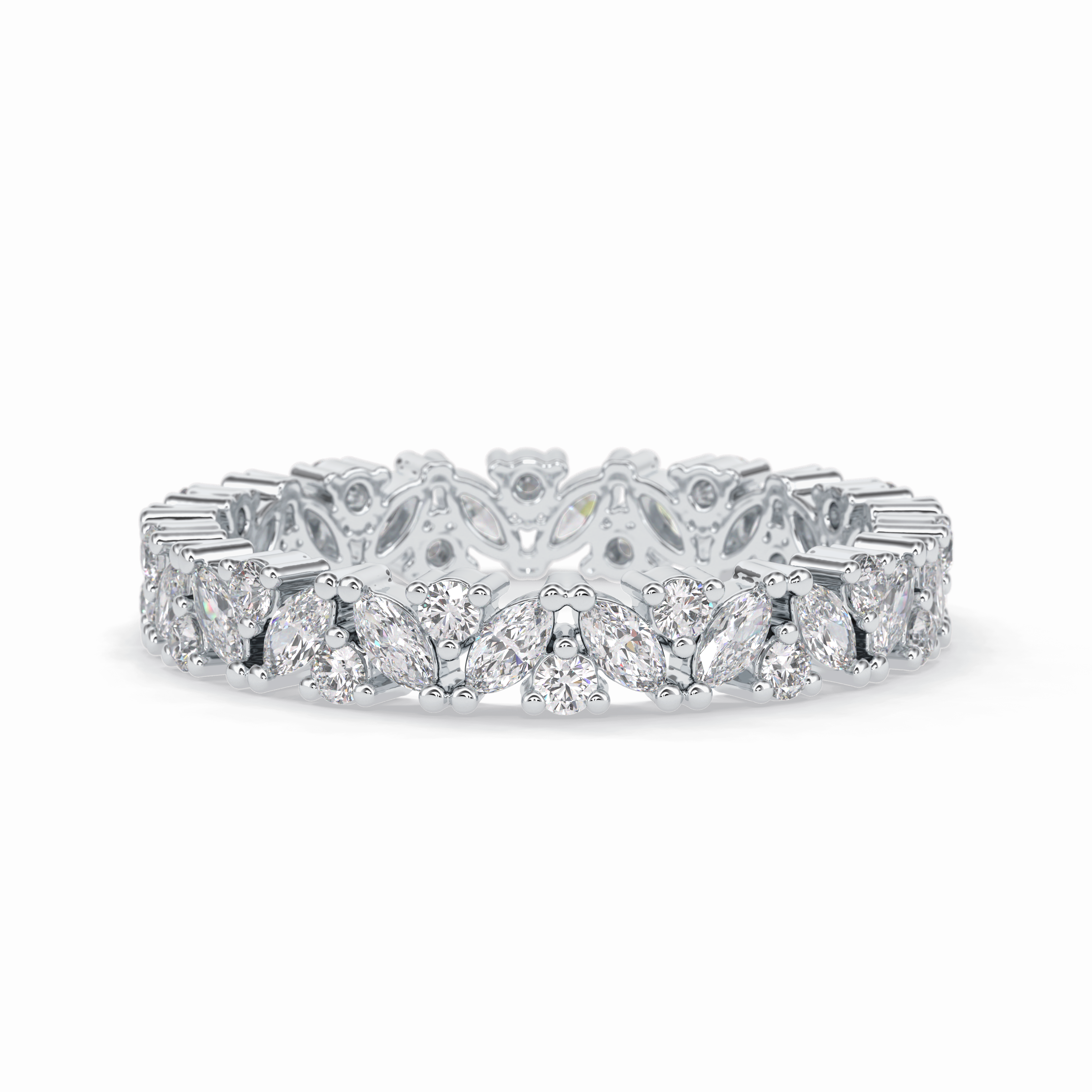 Floral Tiara 0.49 Carat Marquise VVS1 Lab-Grown Eternity Wedding Band in 18K white Gold  