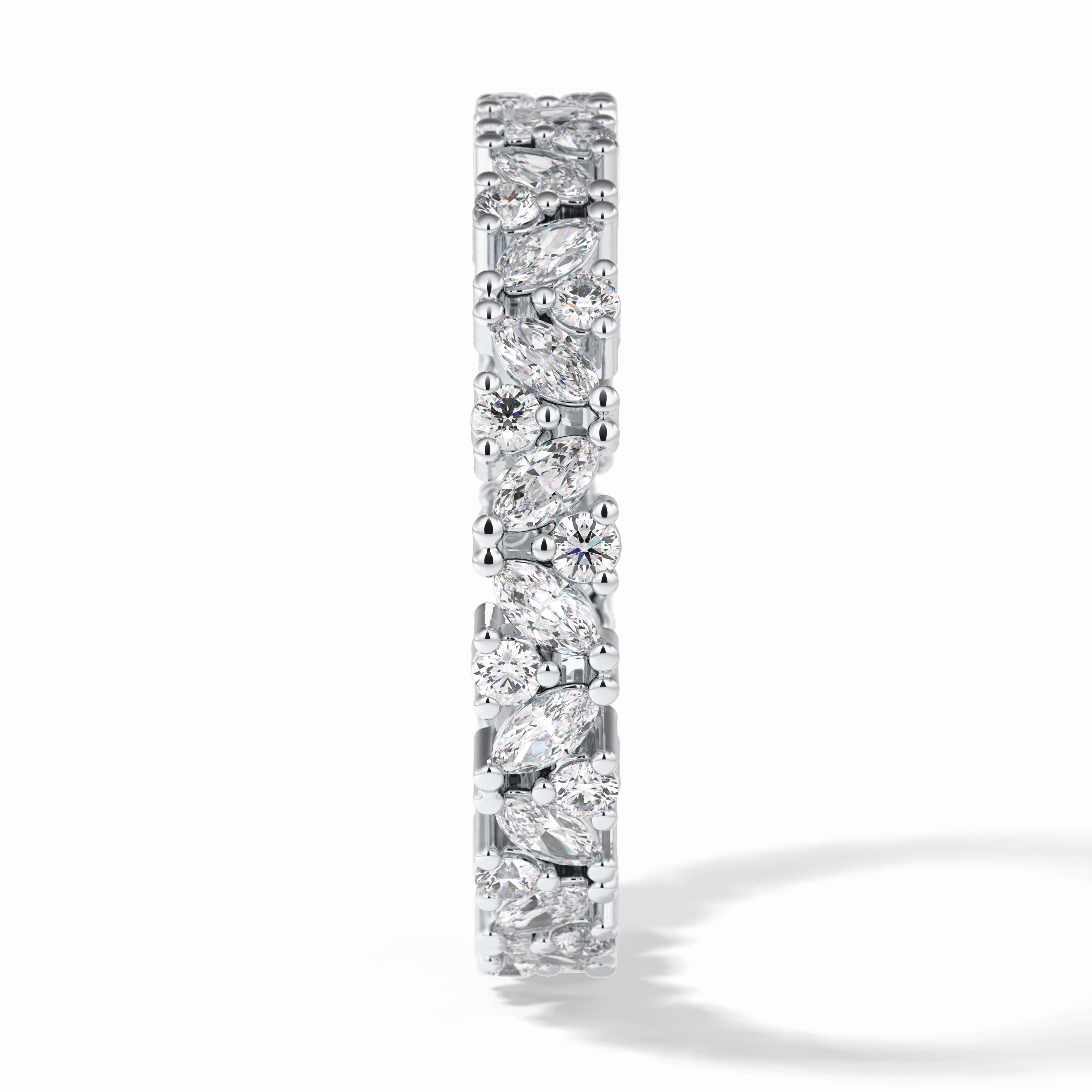 Floral Tiara 0.49 Carat Marquise VVS1 Lab-Grown Eternity Wedding Band in 18K white Gold  
