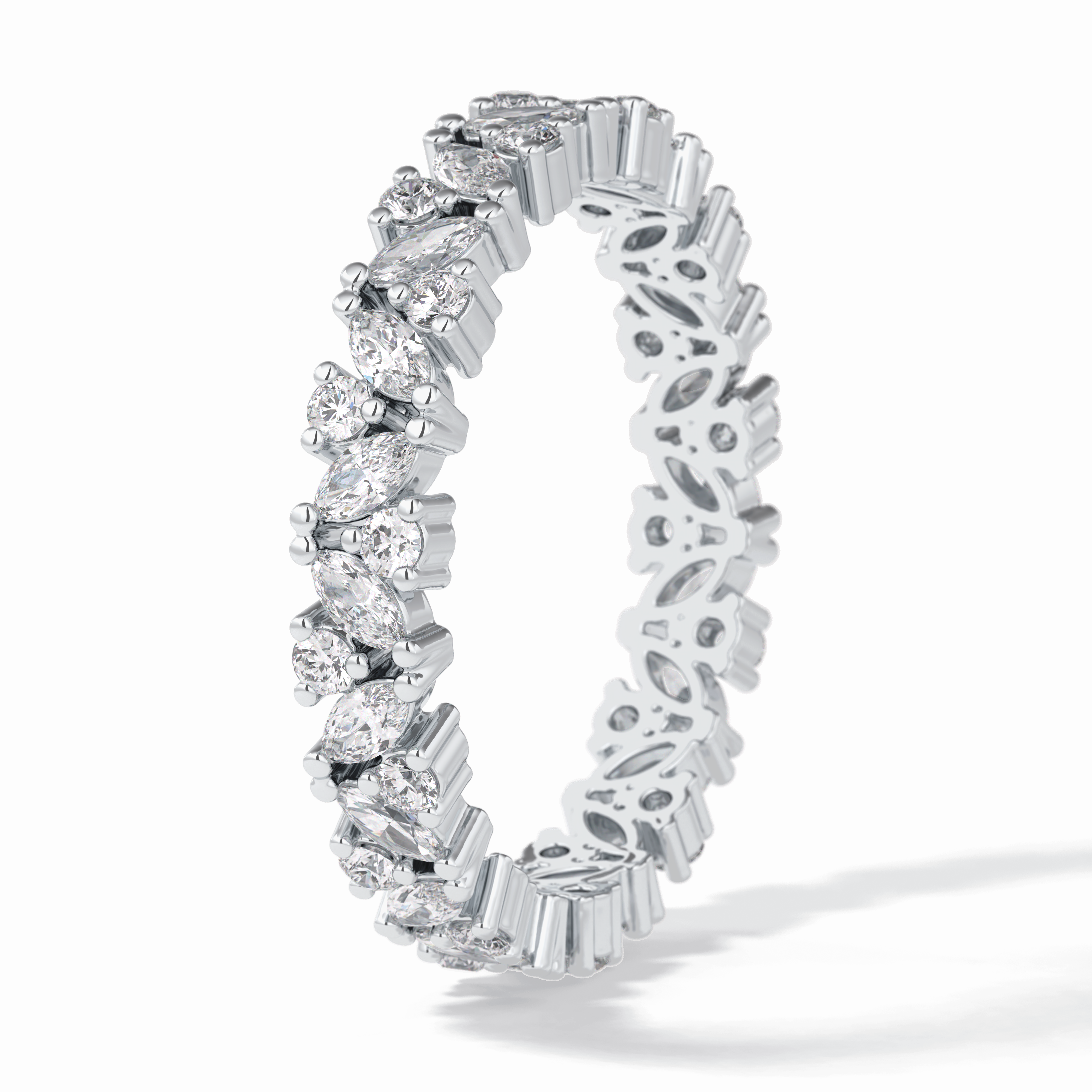 Floral Tiara 0.49 Carat Marquise VVS1 Lab-Grown Eternity Wedding Band in 18K white Gold  