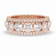 Gala Orbit 2.67 Carat Round VVS1 Half Eternity Lab-Grown Wedding Band in 18K Rose Gold  