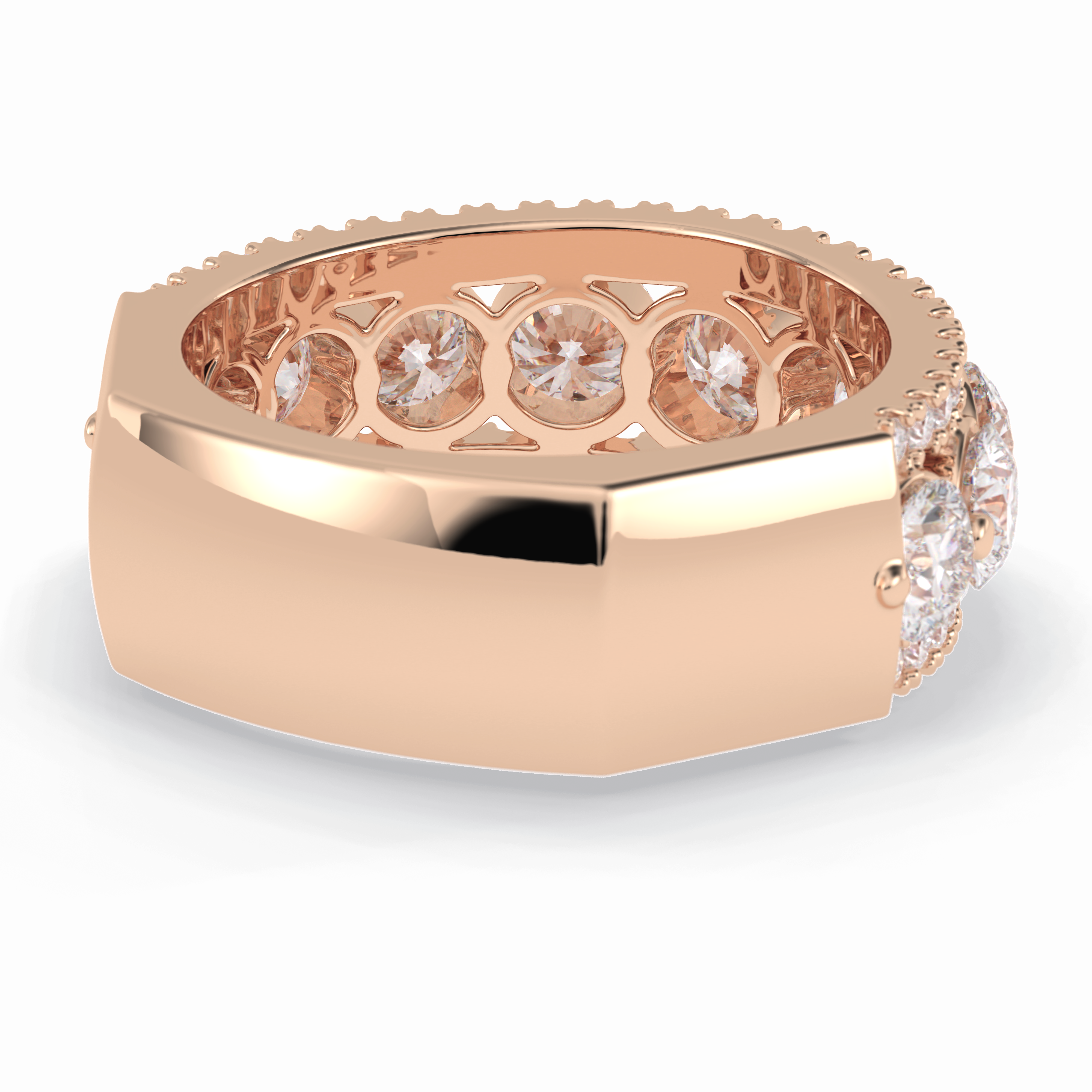 Gala Orbit 2.67 Carat Round VVS1 Half Eternity Lab-Grown Wedding Band in 18K Rose Gold