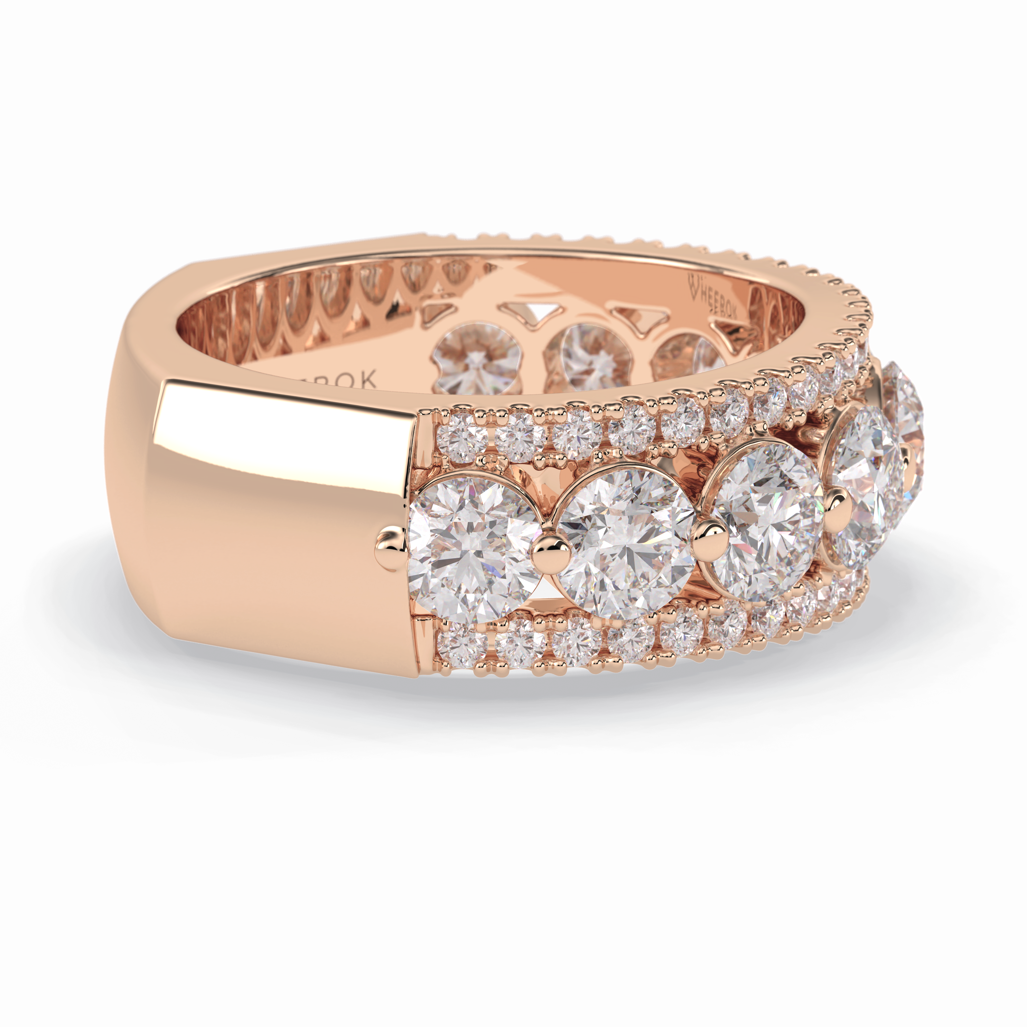 Gala Orbit 2.67 Carat Round VVS1 Half Eternity Lab-Grown Wedding Band in 18K Rose Gold