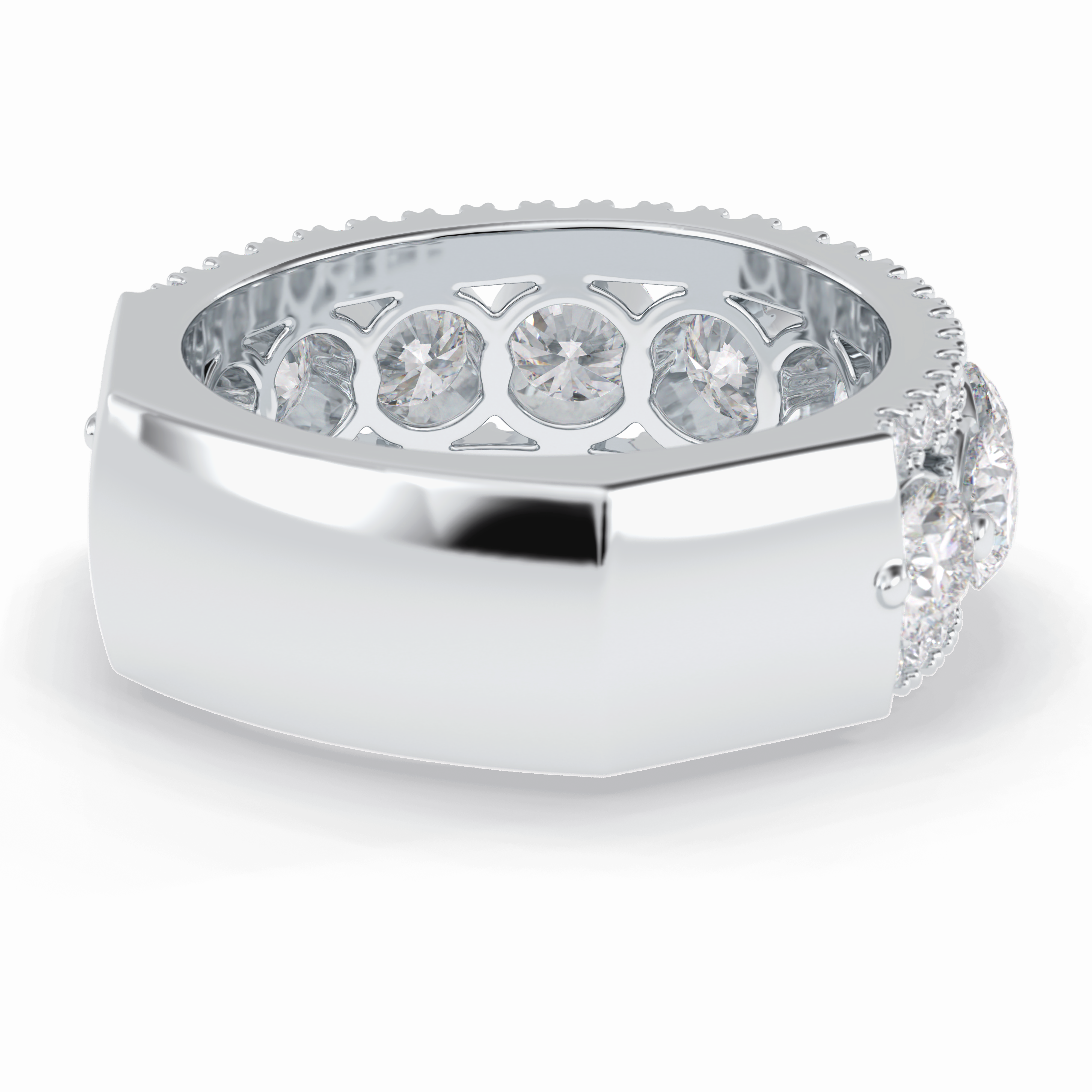Gala Orbit 2.67 Carat Round VVS1 Half Eternity Lab-Grown Wedding Band in 18K White Gold