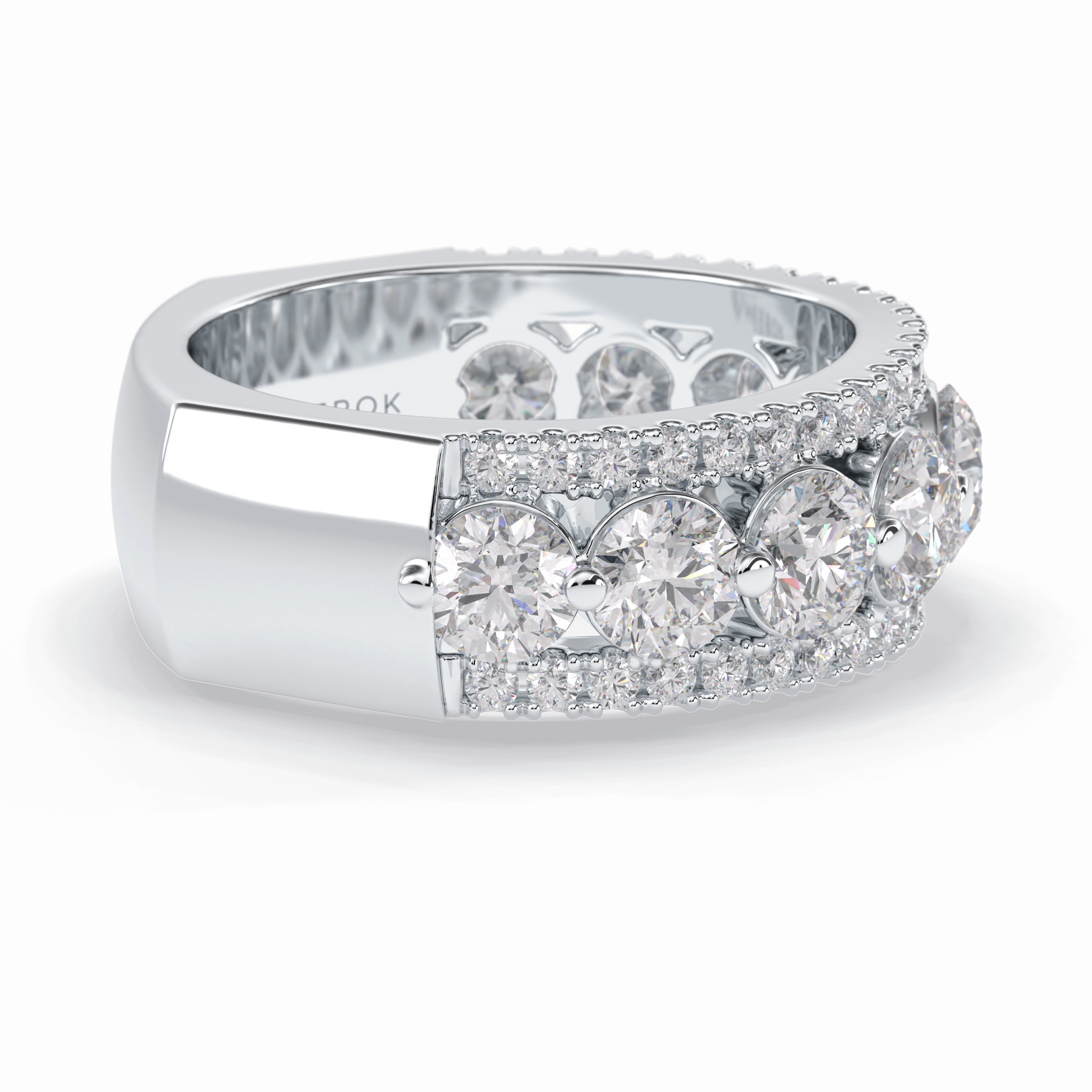 Gala Orbit 2.67 Carat Round VVS1 Half Eternity Lab-Grown Wedding Band in 18K White Gold