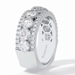 Gala Orbit 2.67 Carat Round VVS1 Half Eternity Lab-Grown Wedding Band in 18K White Gold