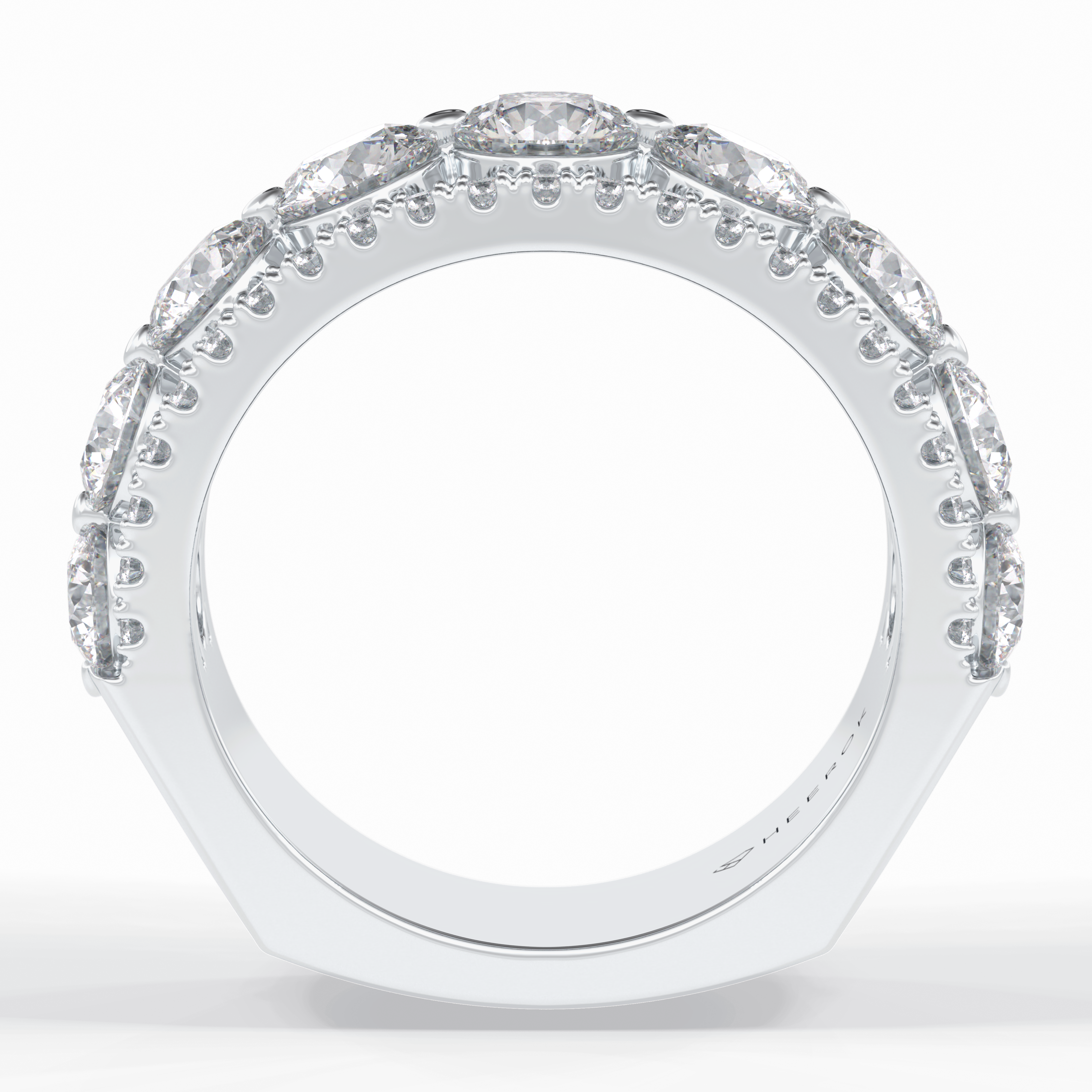 Gala Orbit 2.67 Carat Round VVS1 Half Eternity Lab-Grown Wedding Band in 18K White Gold