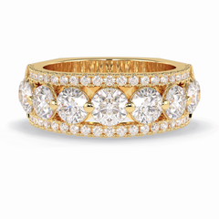 Gala Orbit 2.67 Carat Round VVS1 Half Eternity Lab-Grown Wedding Band in 18K Yellow Gold  