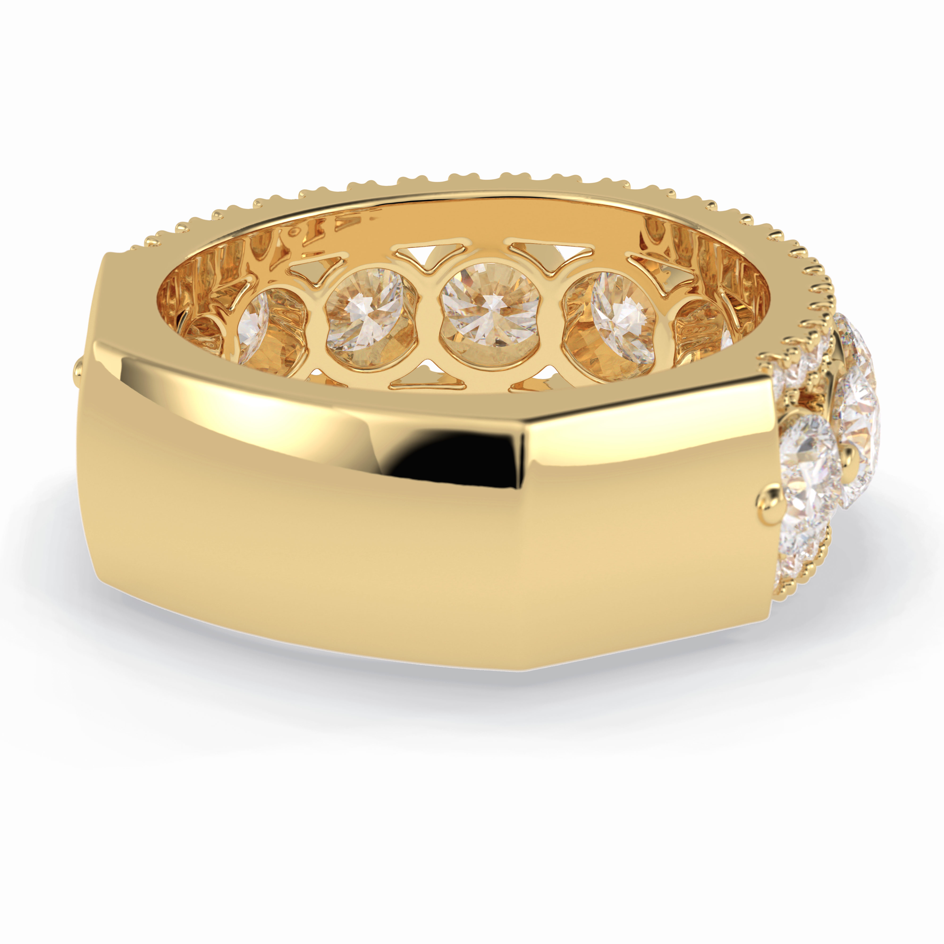 Gala Orbit 2.67 Carat Round VVS1 Half Eternity Lab-Grown Wedding Band in 18K Yellow Gold