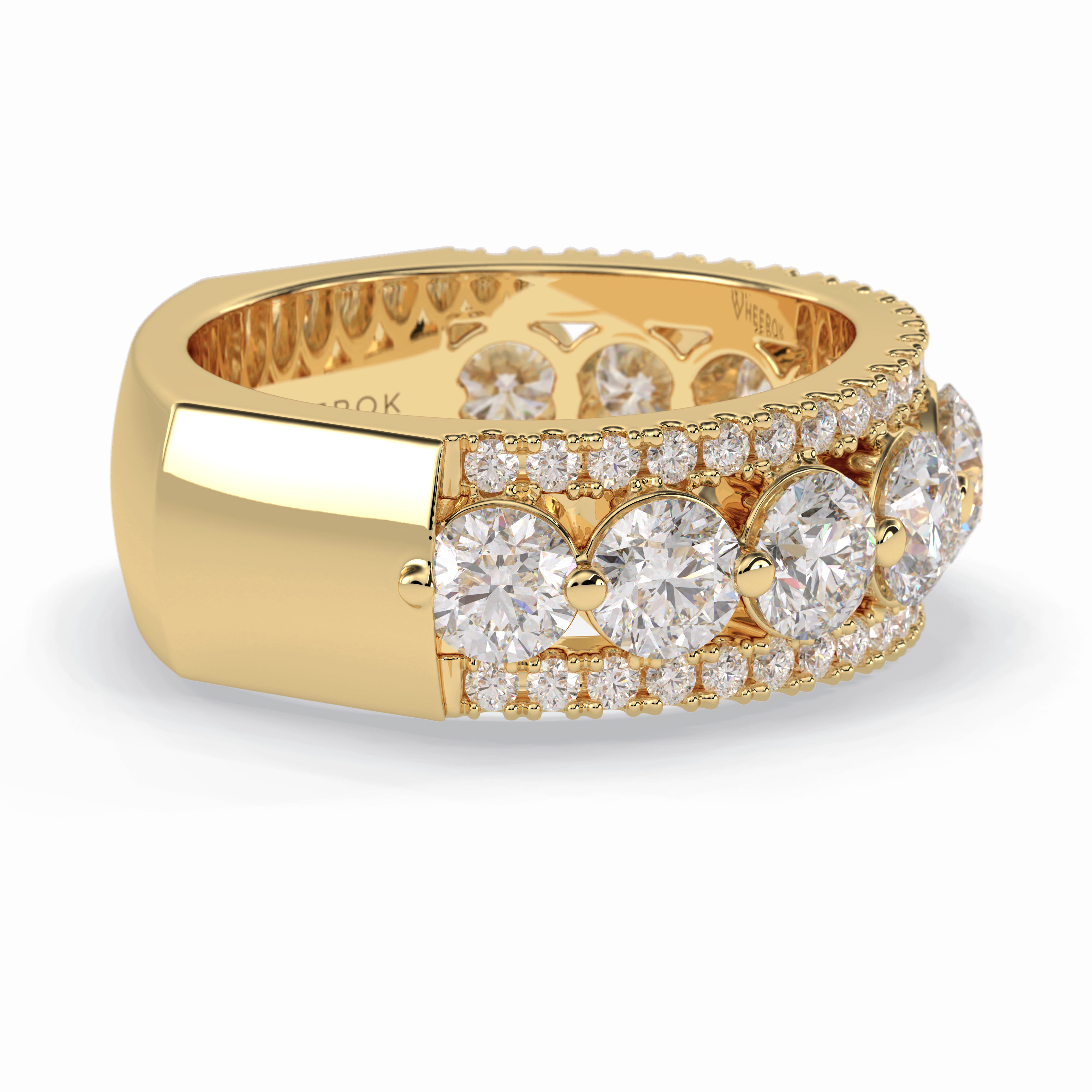 Gala Orbit 2.67 Carat Round VVS1 Half Eternity Lab-Grown Wedding Band in 18K Yellow Gold