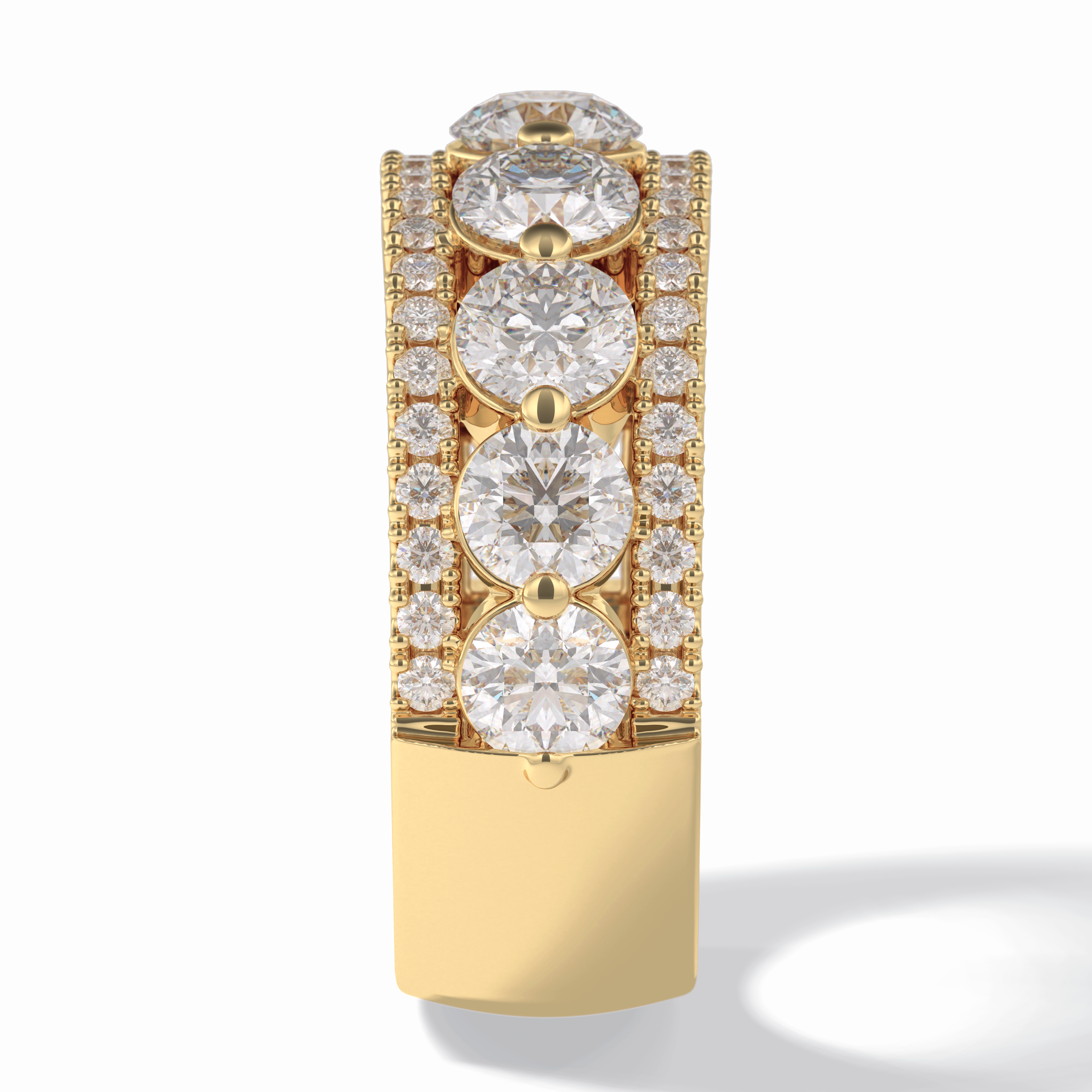 Gala Orbit 2.67 Carat Round VVS1 Half Eternity Lab-Grown Wedding Band in 18K Yellow Gold