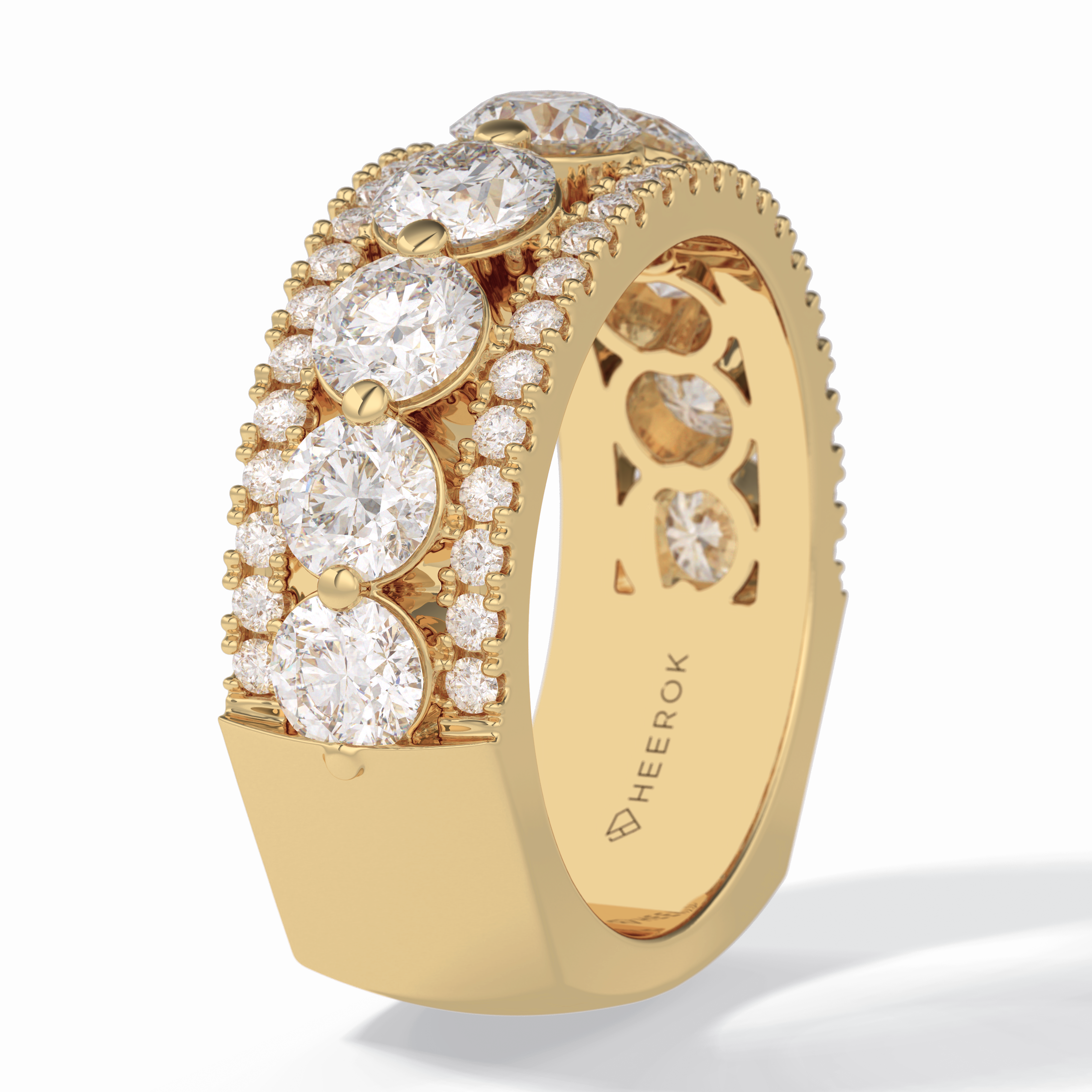 Gala Orbit 2.67 Carat Round VVS1 Half Eternity Lab-Grown Wedding Band in 18K Yellow Gold