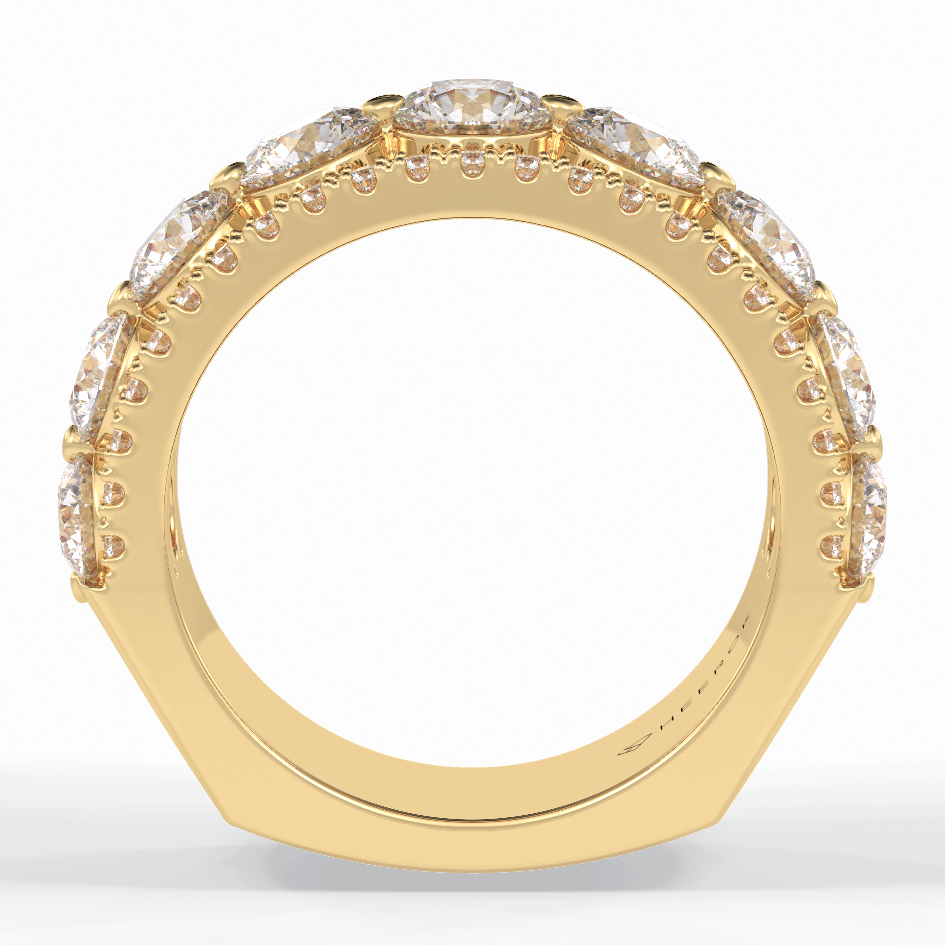 Gala Orbit 2.67 Carat Round VVS1 Half Eternity Lab-Grown Wedding Band in 18K Yellow Gold