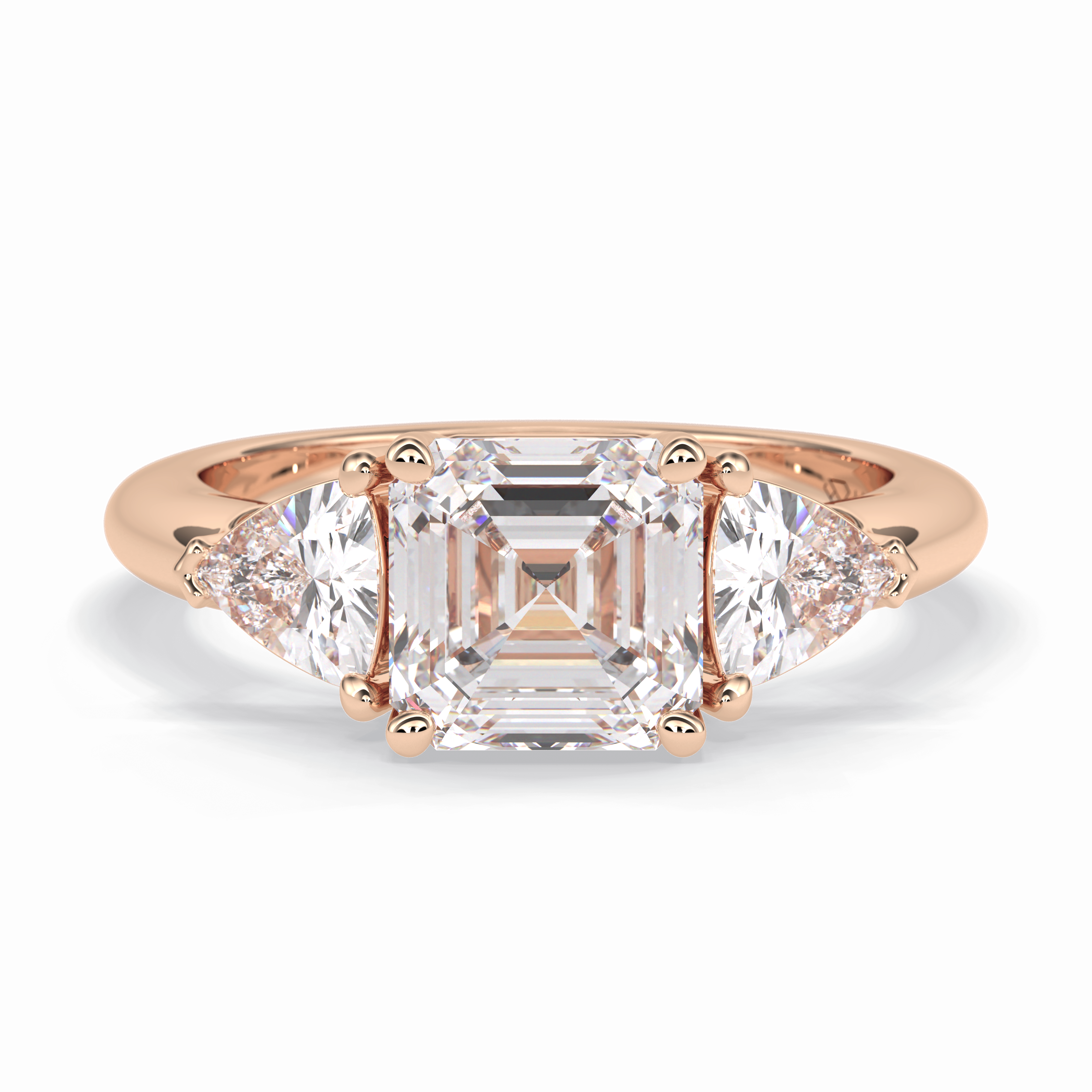 Gateway Trilogy 2.42 Carat cushion VS1 Lab-Grown Three Stone Engagement Ring in 18K Rose Gold  