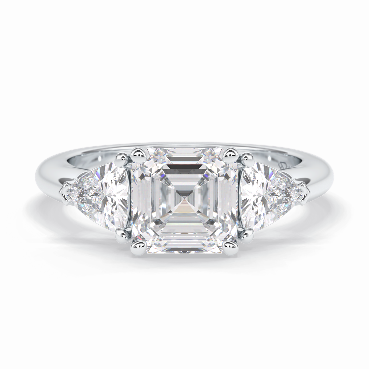 Gateway Trilogy 2.42 Carat cushion VS1 Lab-Grown Three Stone Engagement Ring in 18K White Gold  