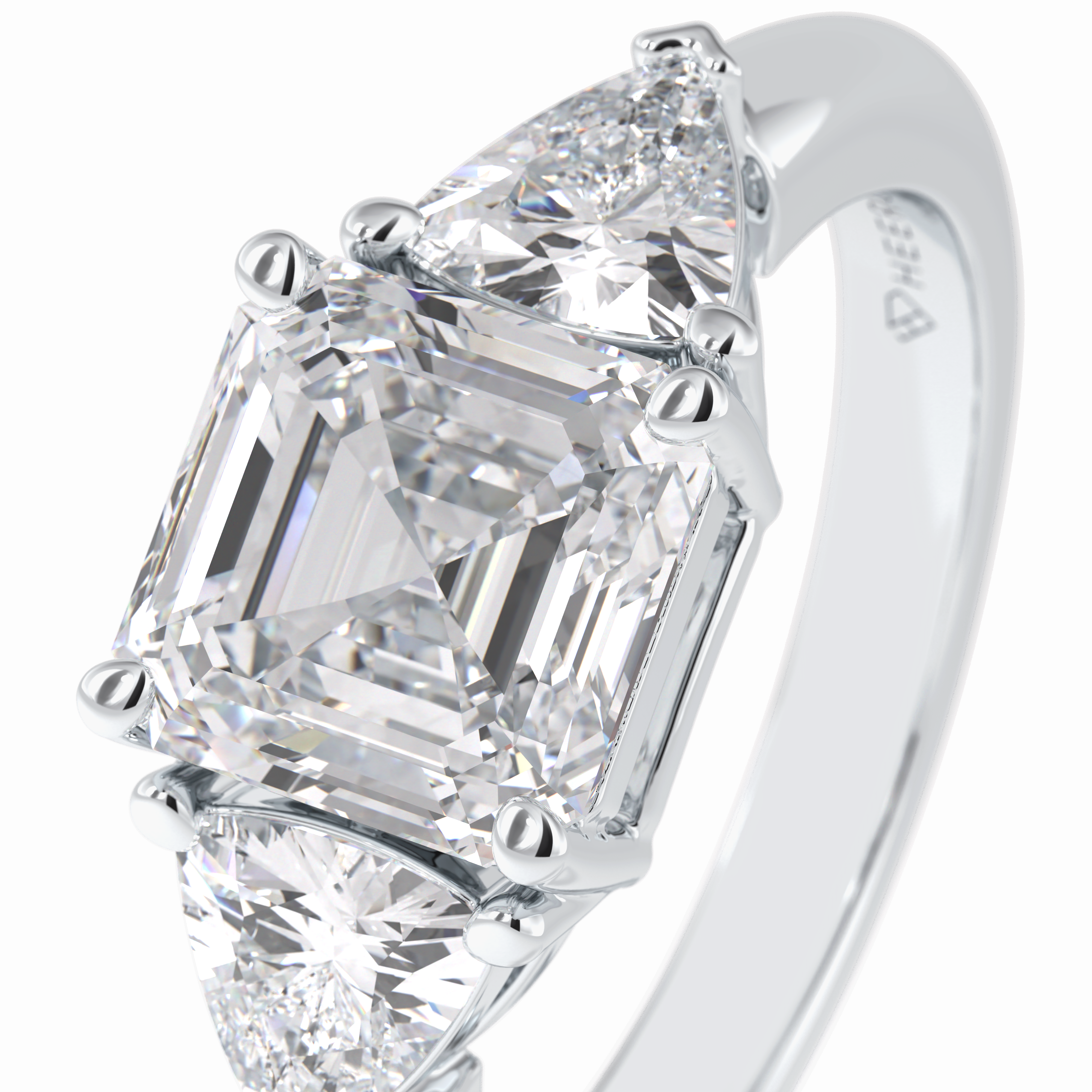 Gateway Trilogy 2.42 Carat cushion VS1 Lab-Grown Three Stone Engagement Ring in 18K White Gold  