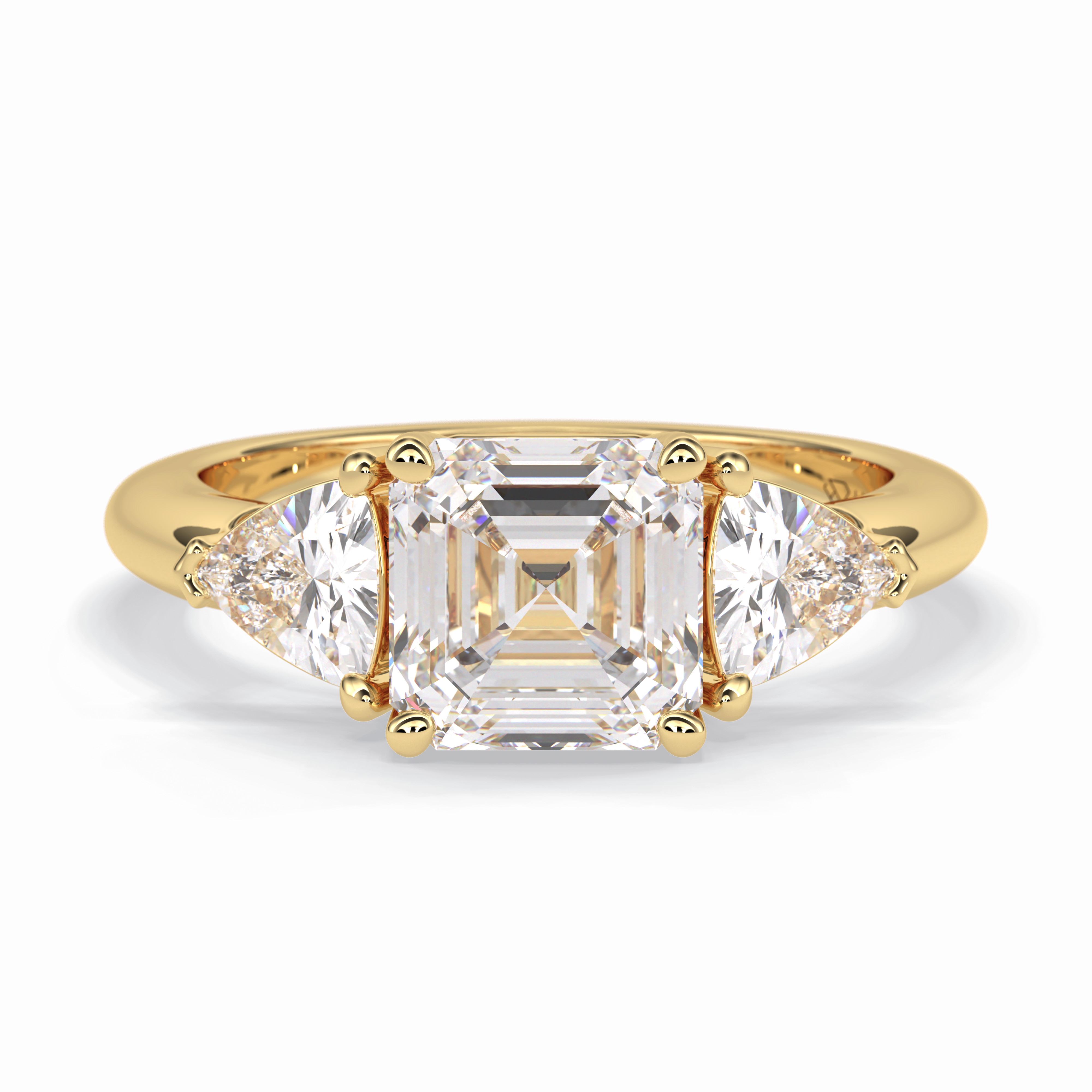 Gateway Trilogy 2.42 Carat cushion VS1 Lab-Grown Three Stone Engagement Ring in 18K Yellow Gold  