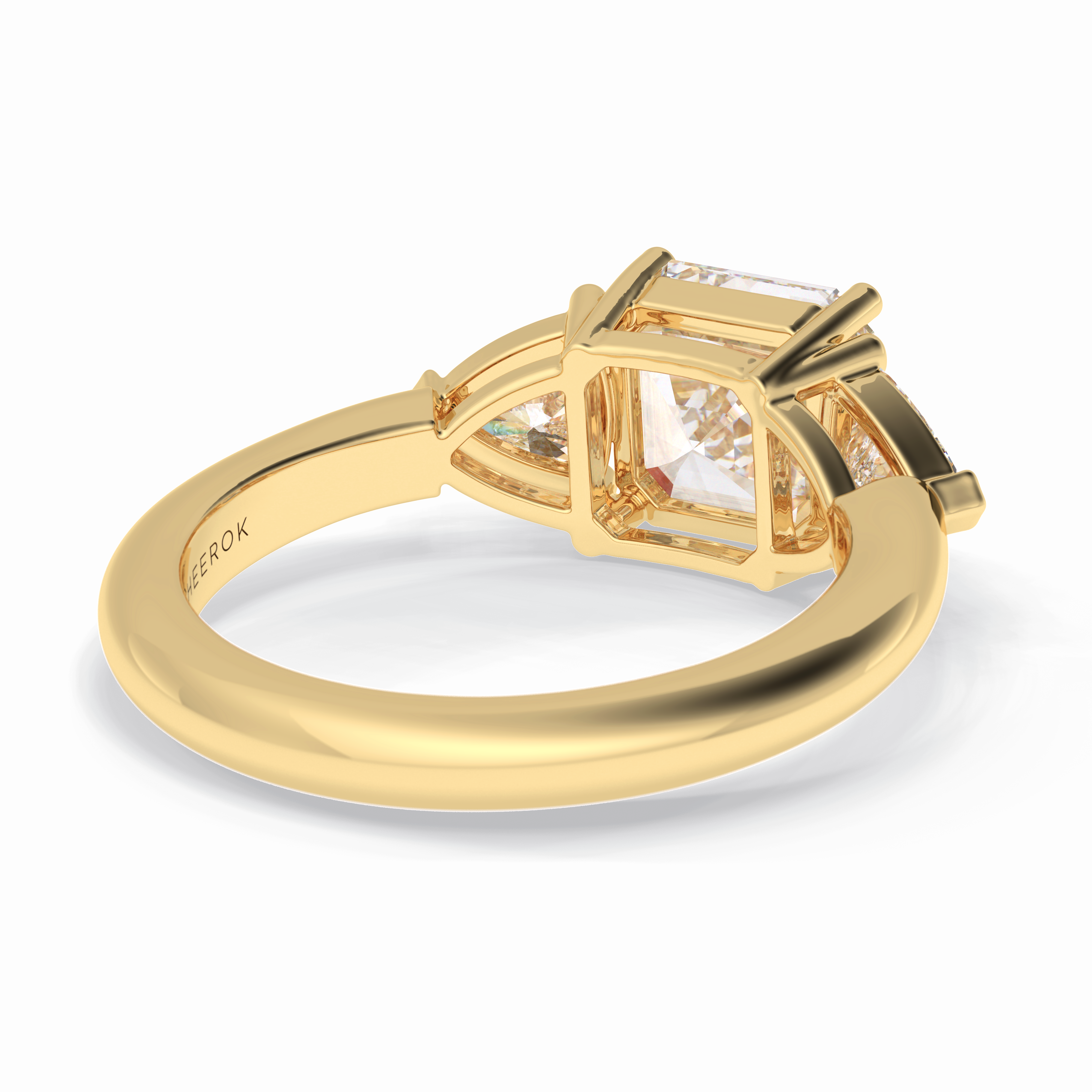 Gateway Trilogy 2.42 Carat cushion VS1 Lab-Grown Three Stone Engagement Ring in 18K Yellow Gold  