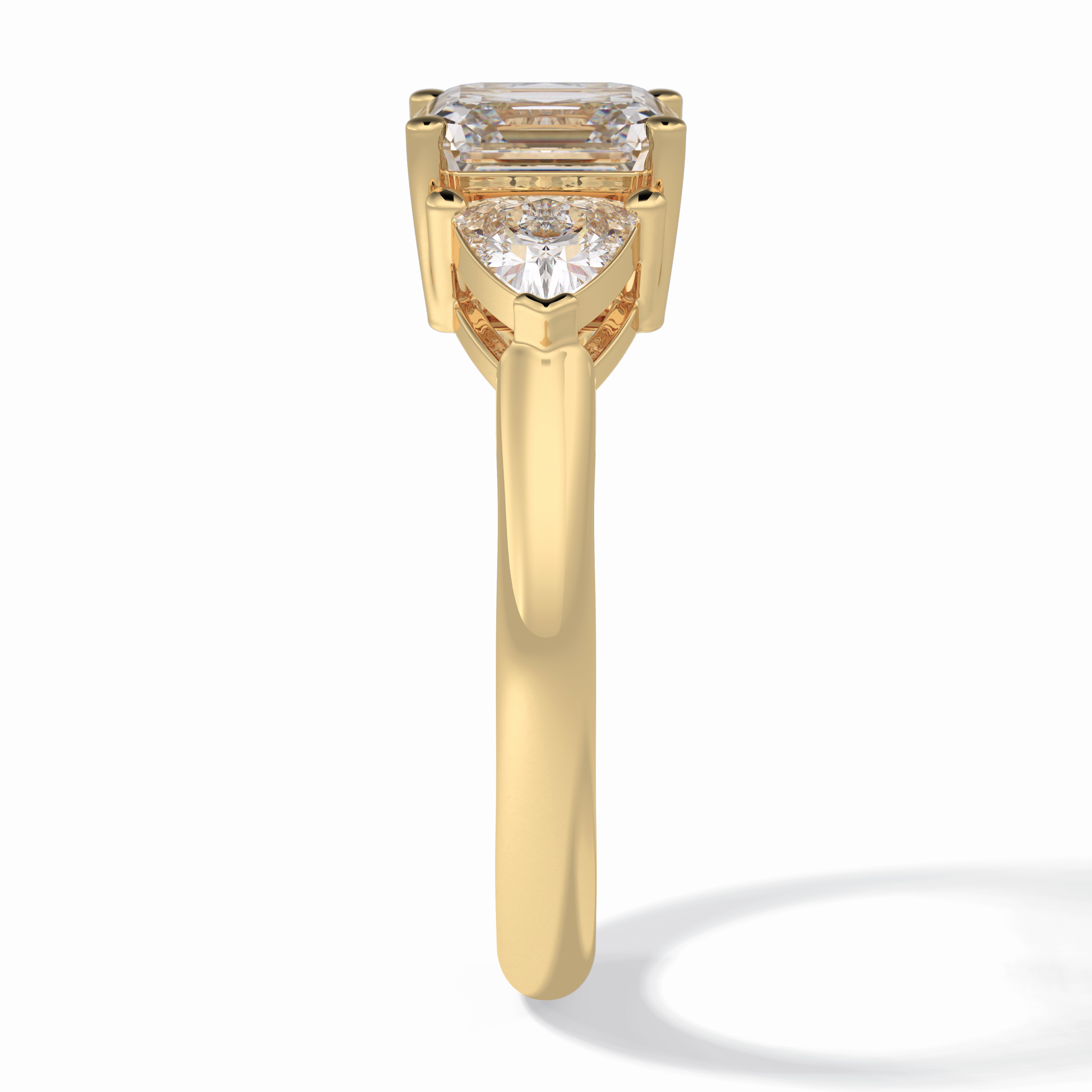 Gateway Trilogy 2.42 Carat cushion VS1 Lab-Grown Three Stone Engagement Ring in 18K Yellow Gold  