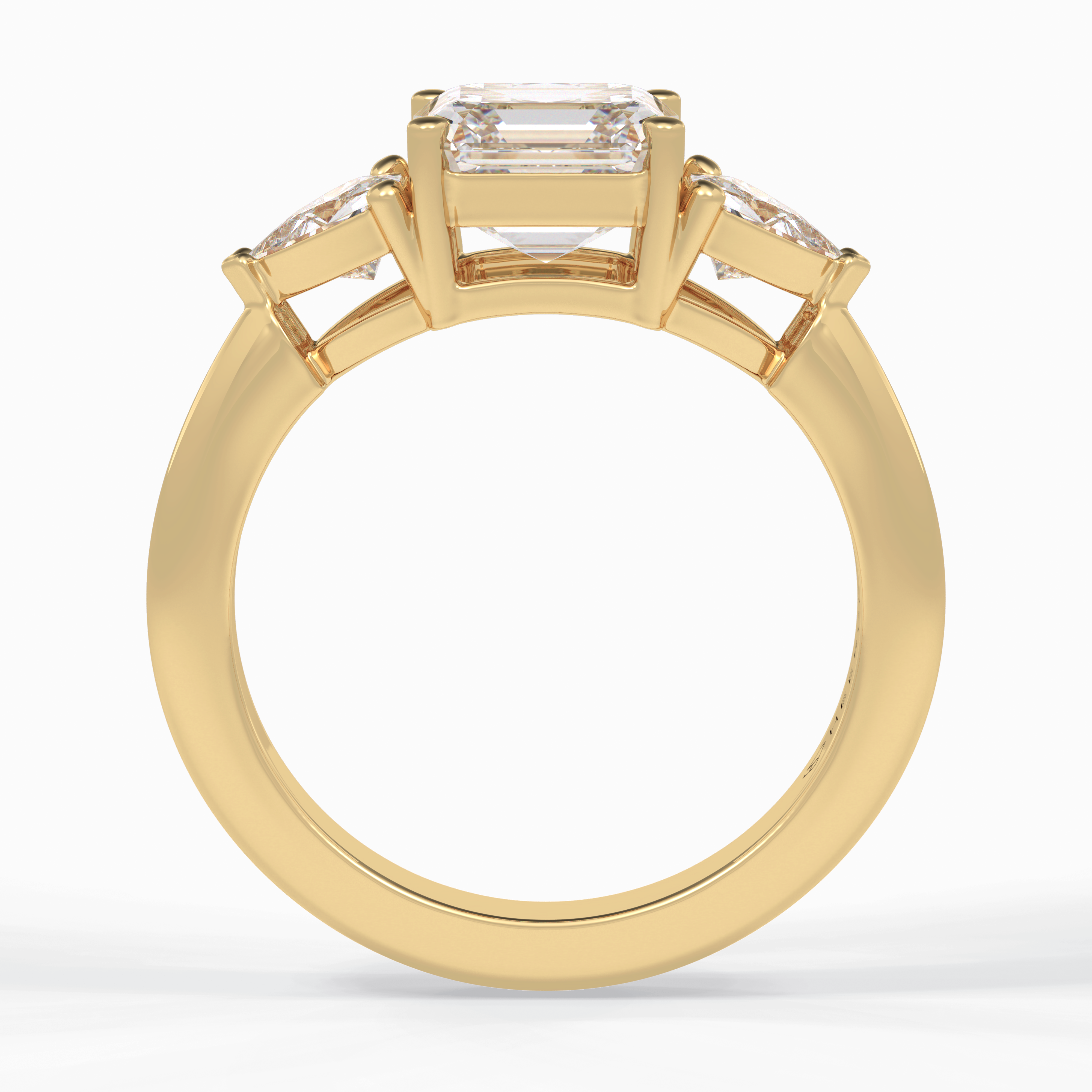 Gateway Trilogy 2.42 Carat cushion VS1 Lab-Grown Three Stone Engagement Ring in 18K Yellow Gold  