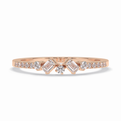 Gemstone Trio 0.14 Carat Emerald VS1 Lab-Grown Wedding Band in 18K Rose Gold 