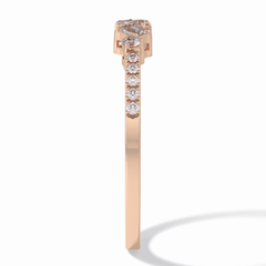 Gemstone Trio 0.14 Carat Emerald VS1 Lab-Grown Wedding Band in 18K Rose Gold