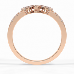 Gemstone Trio 0.14 Carat Emerald VS1 Lab-Grown Wedding Band in 18K Rose Gold