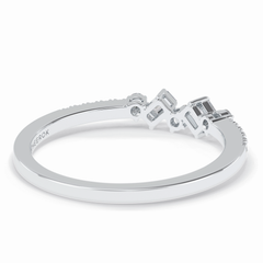 Gemstone Trio 0.14 Carat Emerald VS1 Lab-Grown Wedding Band in 18K White Gold