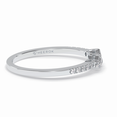 Gemstone Trio 0.14 Carat Emerald VS1 Lab-Grown Wedding Band in 18K White Gold