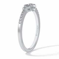 Gemstone Trio 0.14 Carat Emerald VS1 Lab-Grown Wedding Band in 18K White Gold