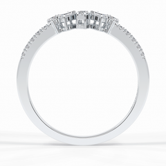 Gemstone Trio 0.14 Carat Emerald VS1 Lab-Grown Wedding Band in 18K White Gold