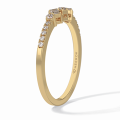 Gemstone Trio 0.14 Carat Emerald VS1 Lab-Grown Wedding Band in 18K Yellow Gold