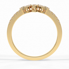 Gemstone Trio 0.14 Carat Emerald VS1 Lab-Grown Wedding Band in 18K Yellow Gold