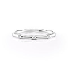 Gentle Wave VVS1 Lab‑Grown Half Eternity Wedding Ring in 18K White Gold Front View