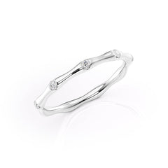 Gentle Wave VVS1 Lab‑Grown Half Eternity Wedding Ring in 18K White Gold Standing View