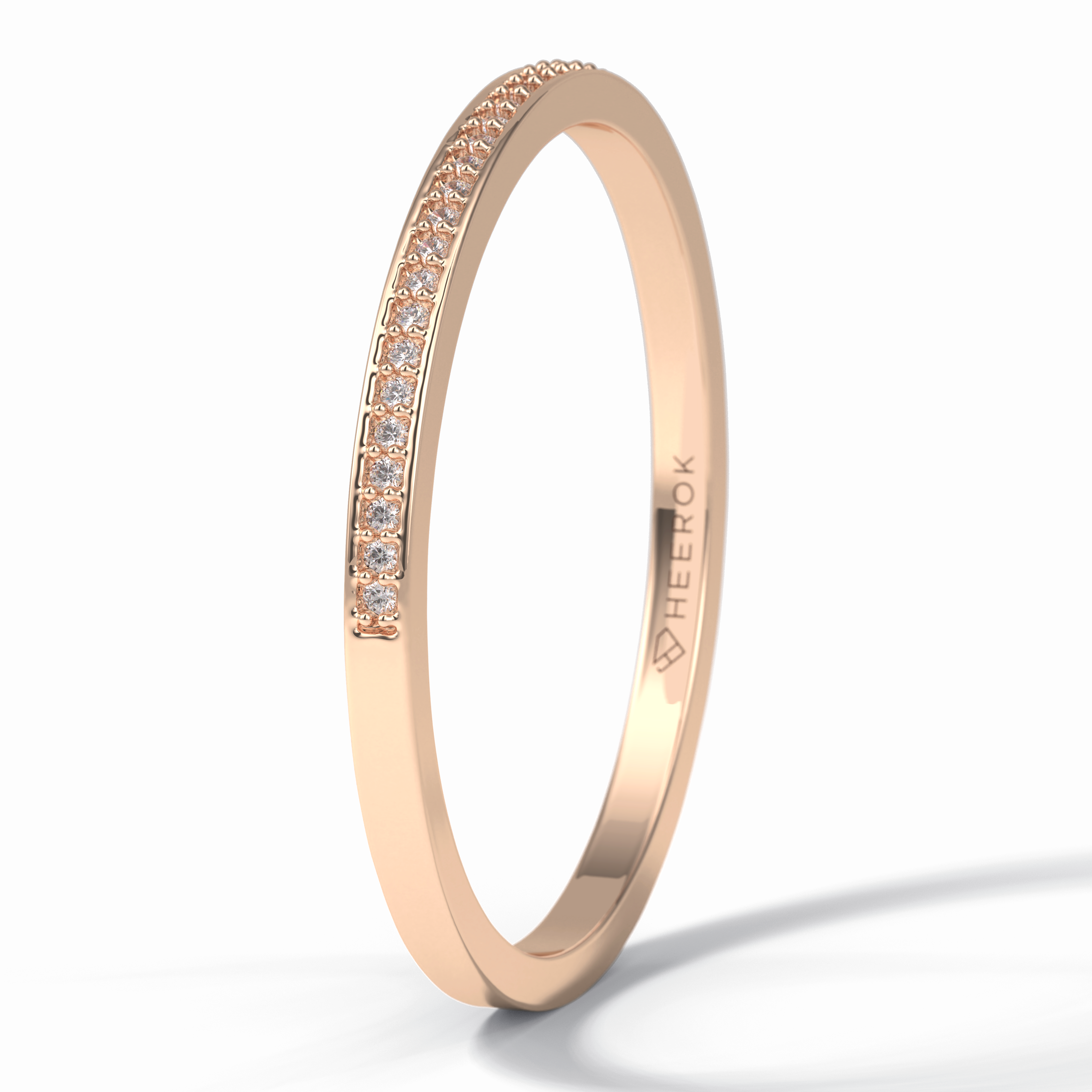 GleamBand 0.07 Carat Round VS1 Lab-Grown Wedding Band in 18K Rose Gold