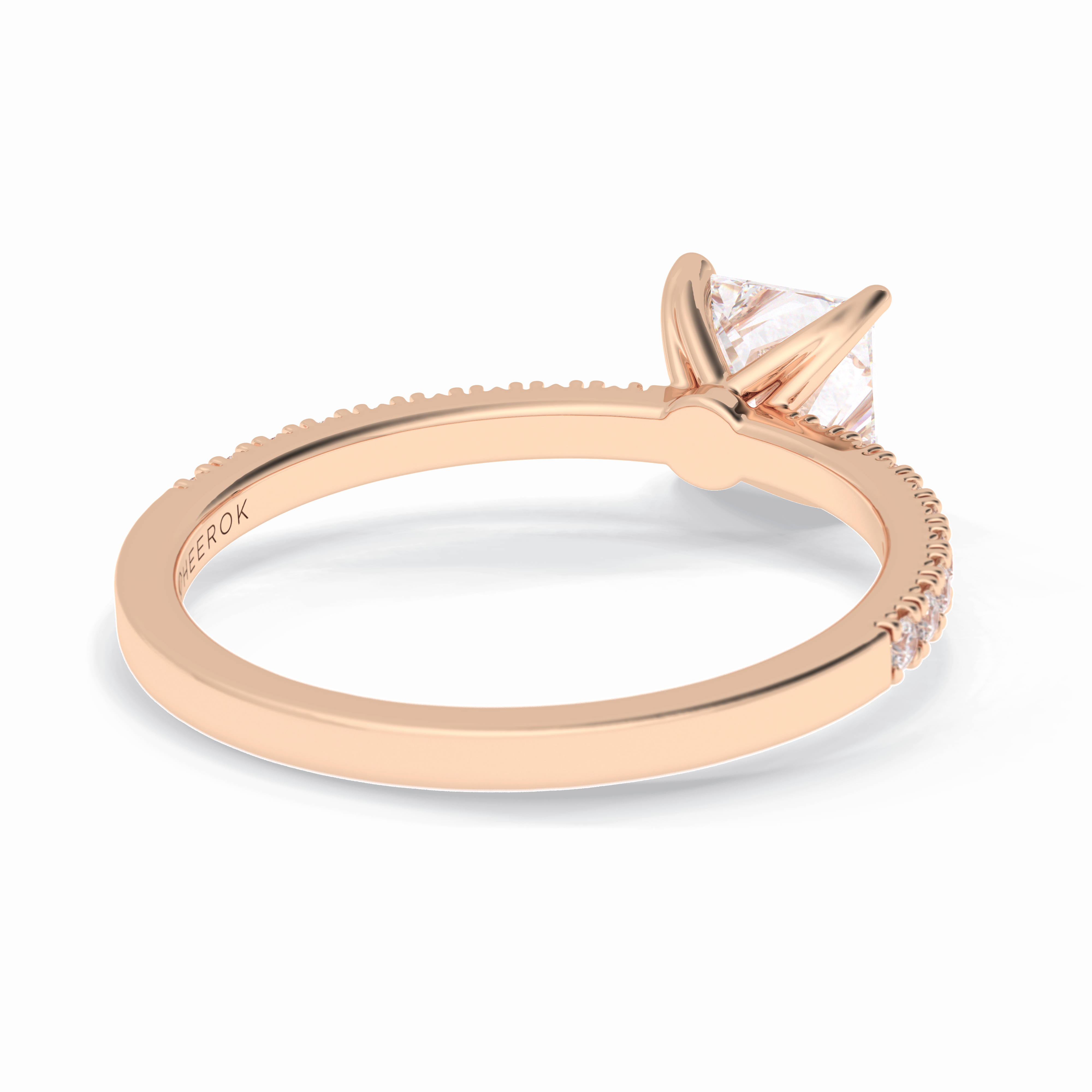 Gleaming Pinnacle 0.75 Carat Princess VS1 Lab-Grown Pave Engagement Ring in 18K Rose Gold 