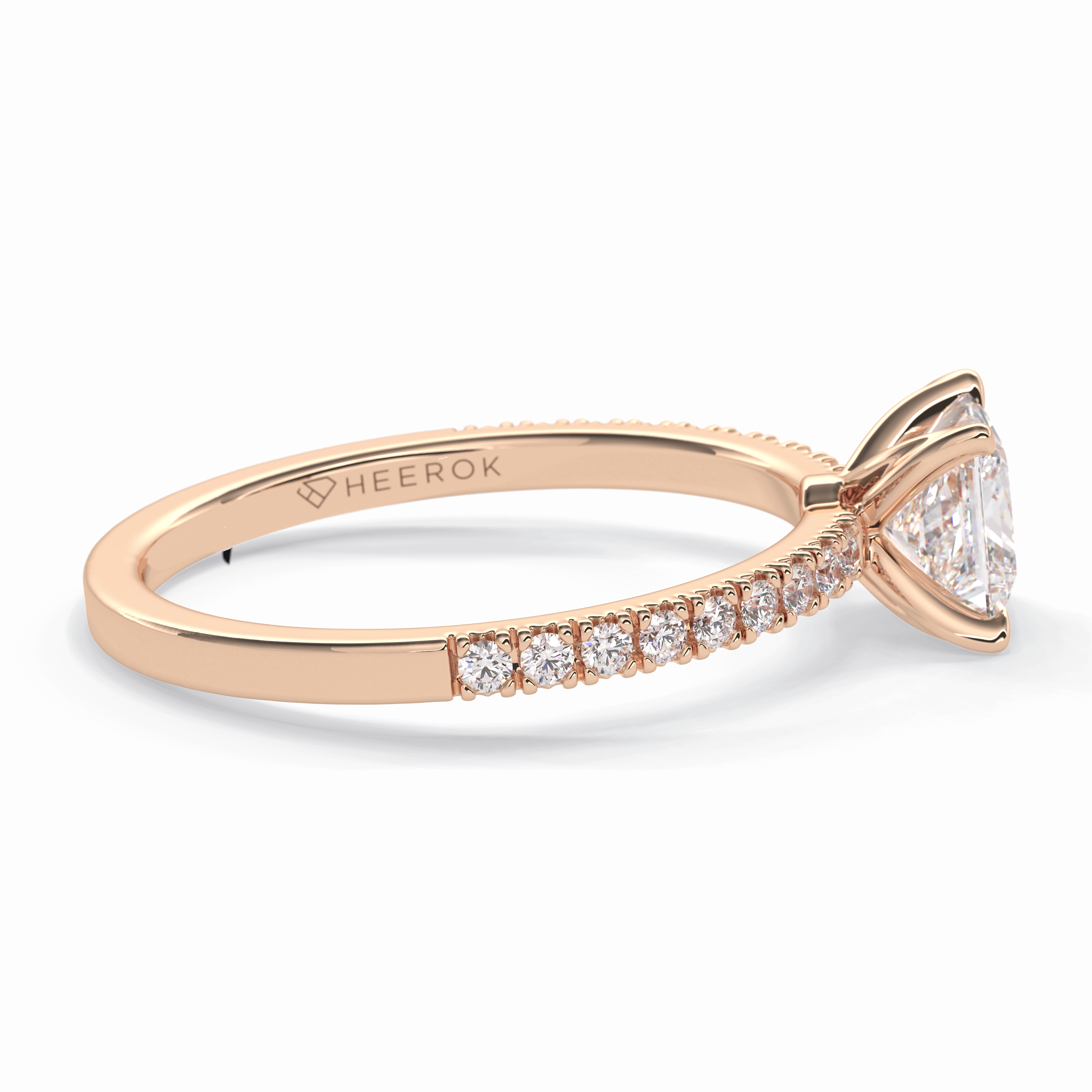 Gleaming Pinnacle 0.75 Carat Princess VS1 Lab-Grown Pave Engagement Ring in 18K Rose Gold 