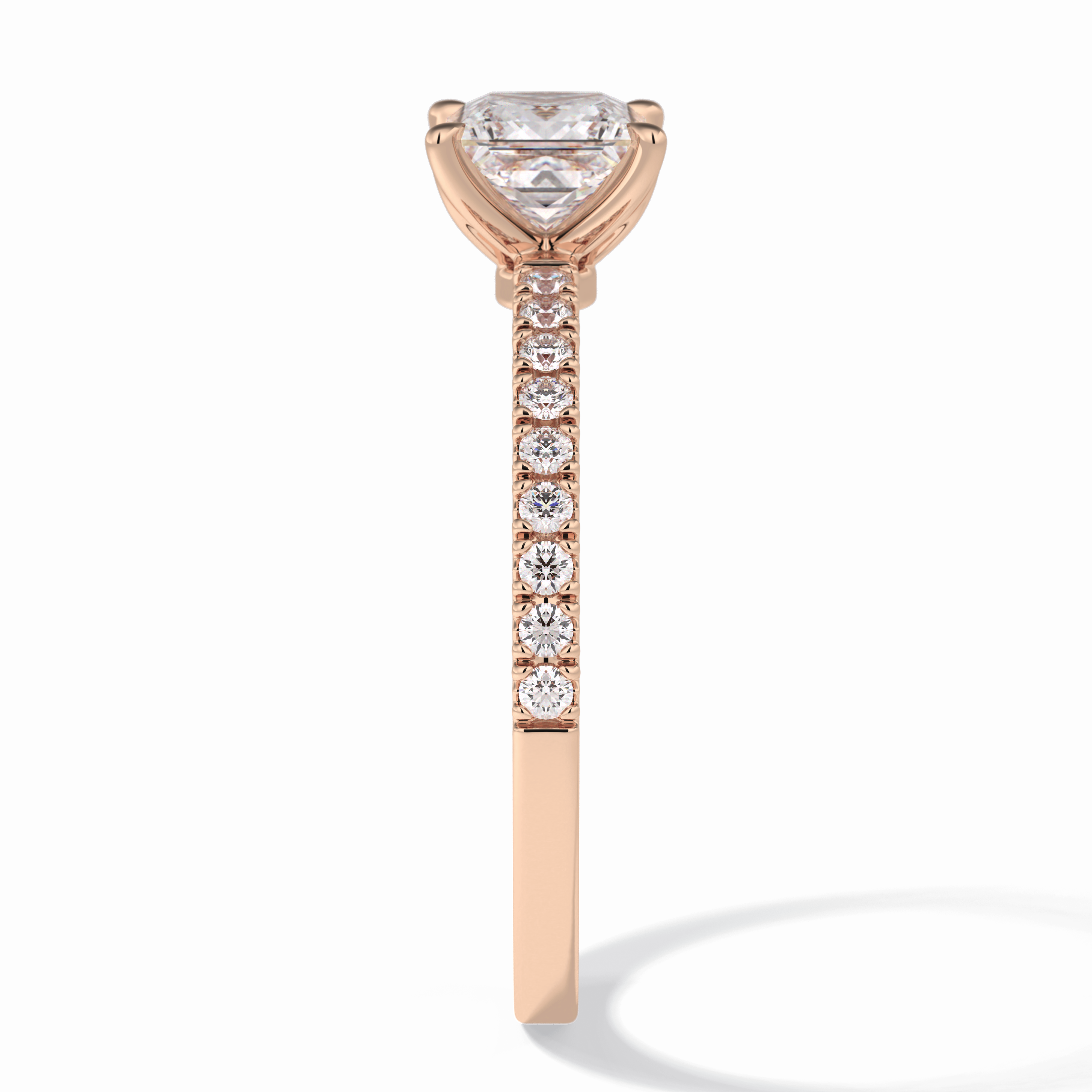 Gleaming Pinnacle 0.75 Carat Princess VS1 Lab-Grown Pave Engagement Ring in 18K Rose Gold 