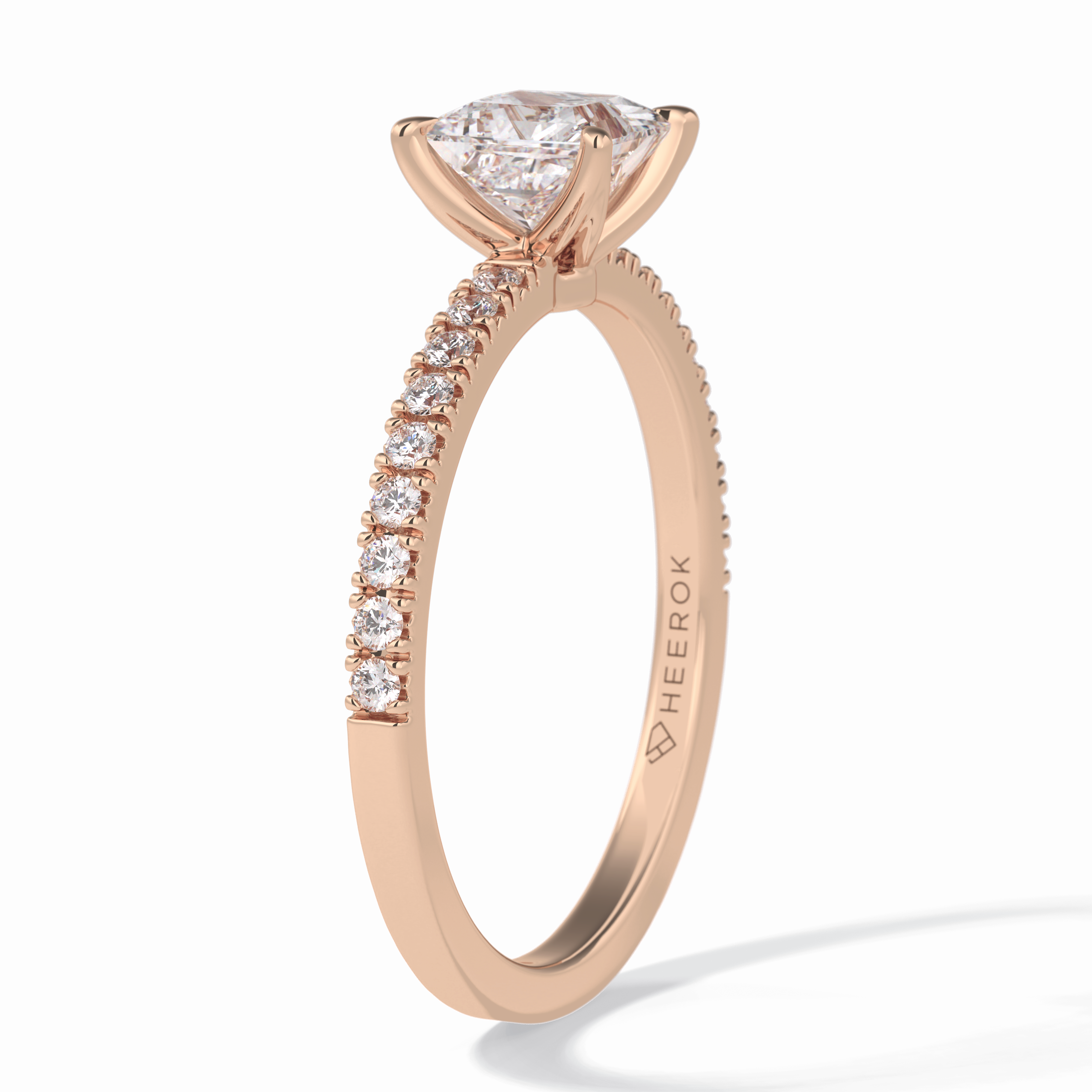 Gleaming Pinnacle 0.75 Carat Princess VS1 Lab-Grown Pave Engagement Ring in 18K Rose Gold 
