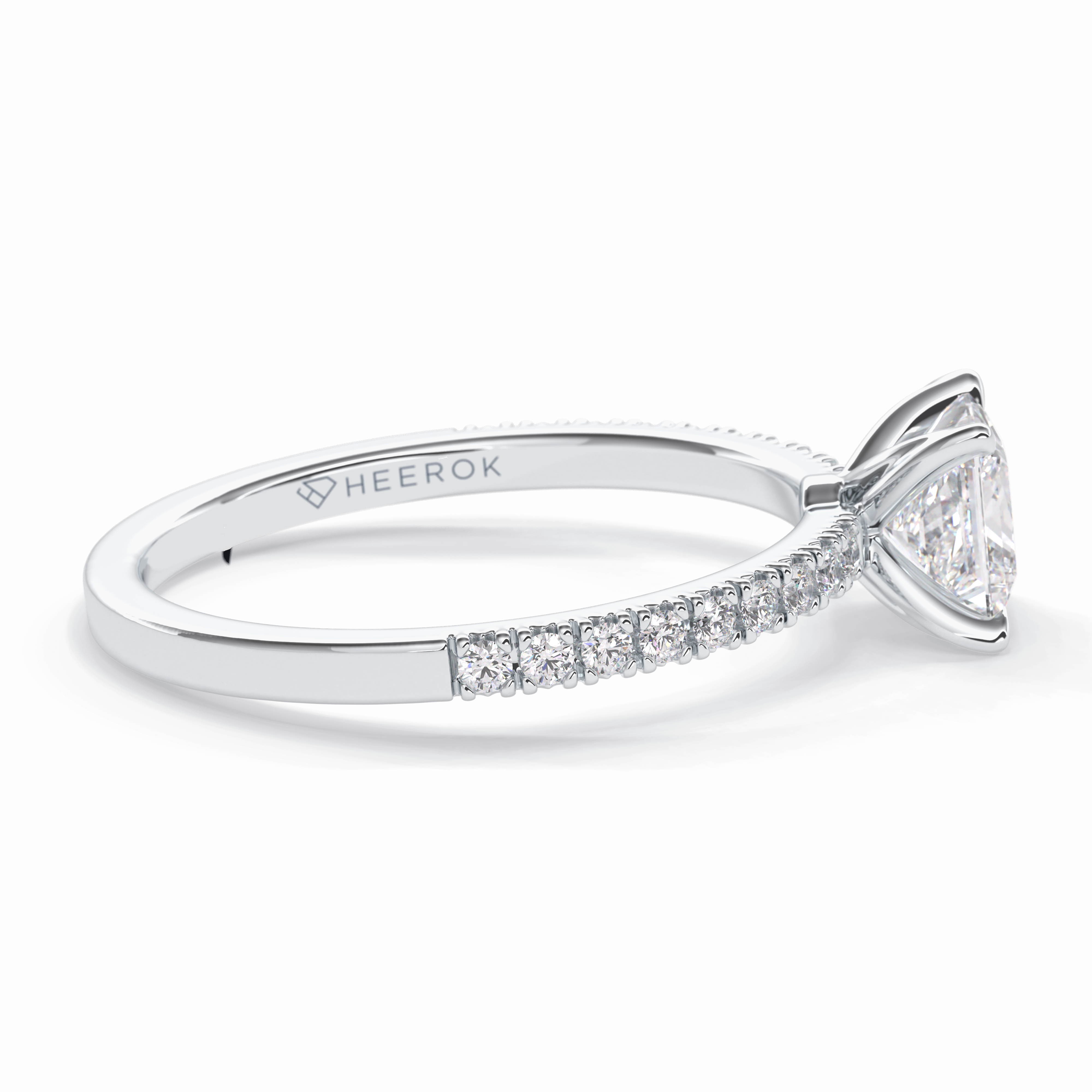 Gleaming Pinnacle 0.75 Carat Princess VS1 Lab-Grown Pave Engagement Ring in 18K White Gold