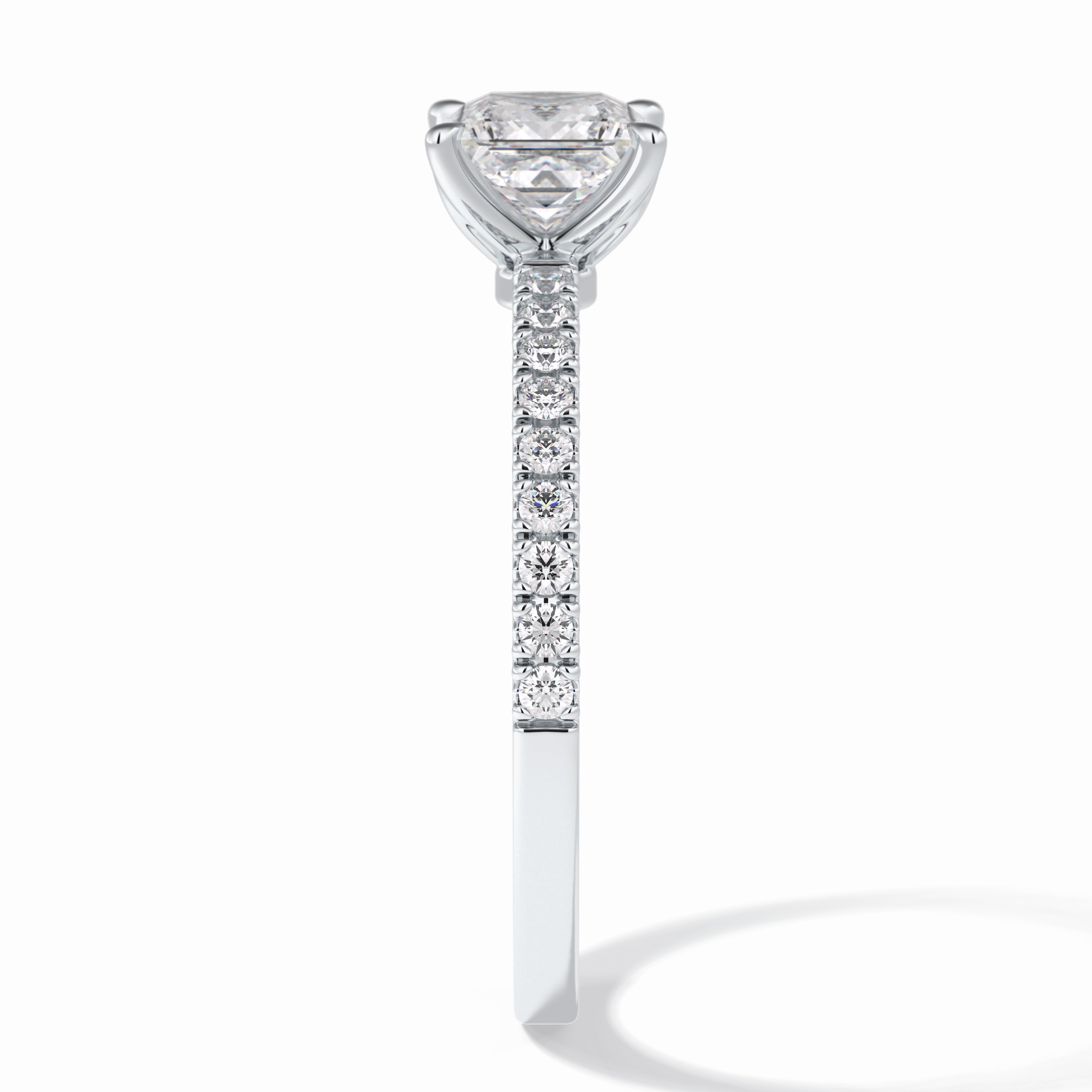 Gleaming Pinnacle 0.75 Carat Princess VS1 Lab-Grown Pave Engagement Ring in 18K White Gold