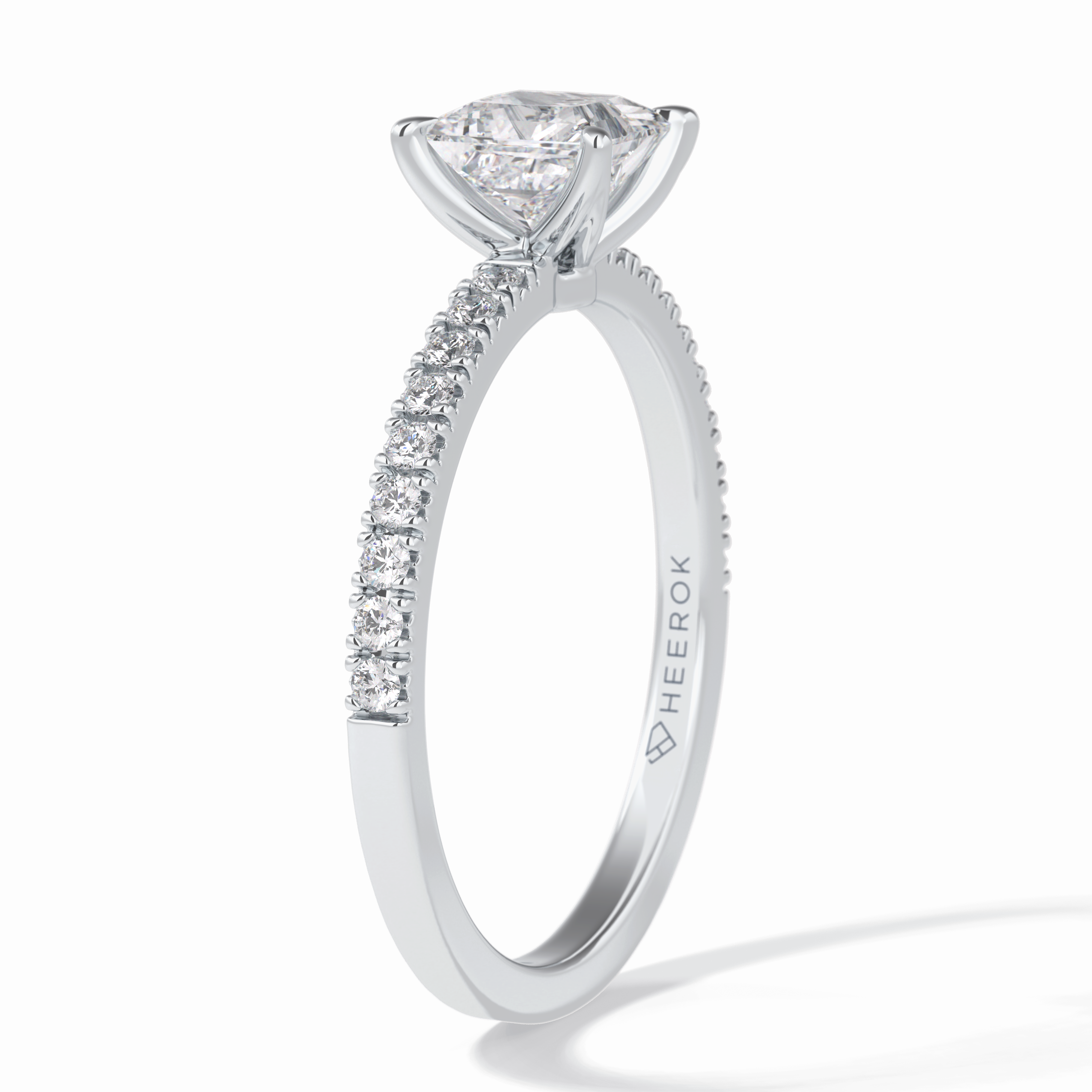 Gleaming Pinnacle 0.75 Carat Princess VS1 Lab-Grown Pave Engagement Ring in 18K White Gold